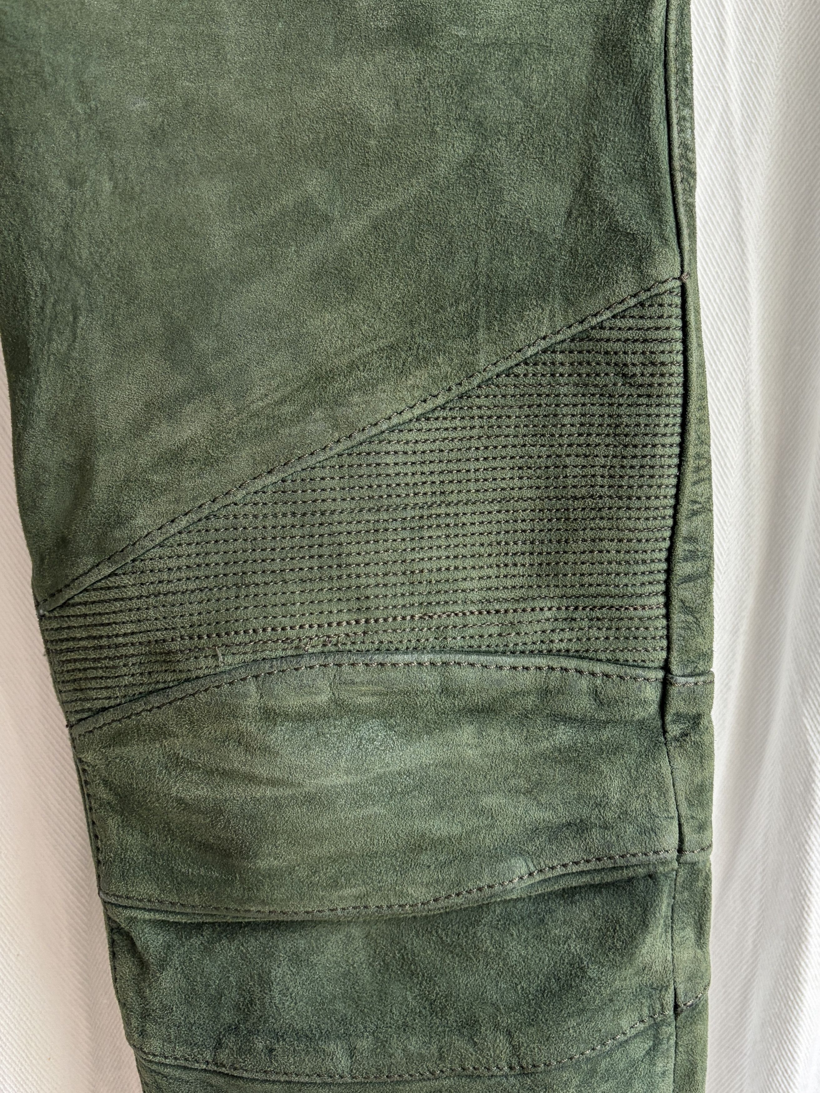 Balmain AW12 Forest Green Suede Biker Pants Size US 30 / EU 46 - 4 Thumbnail