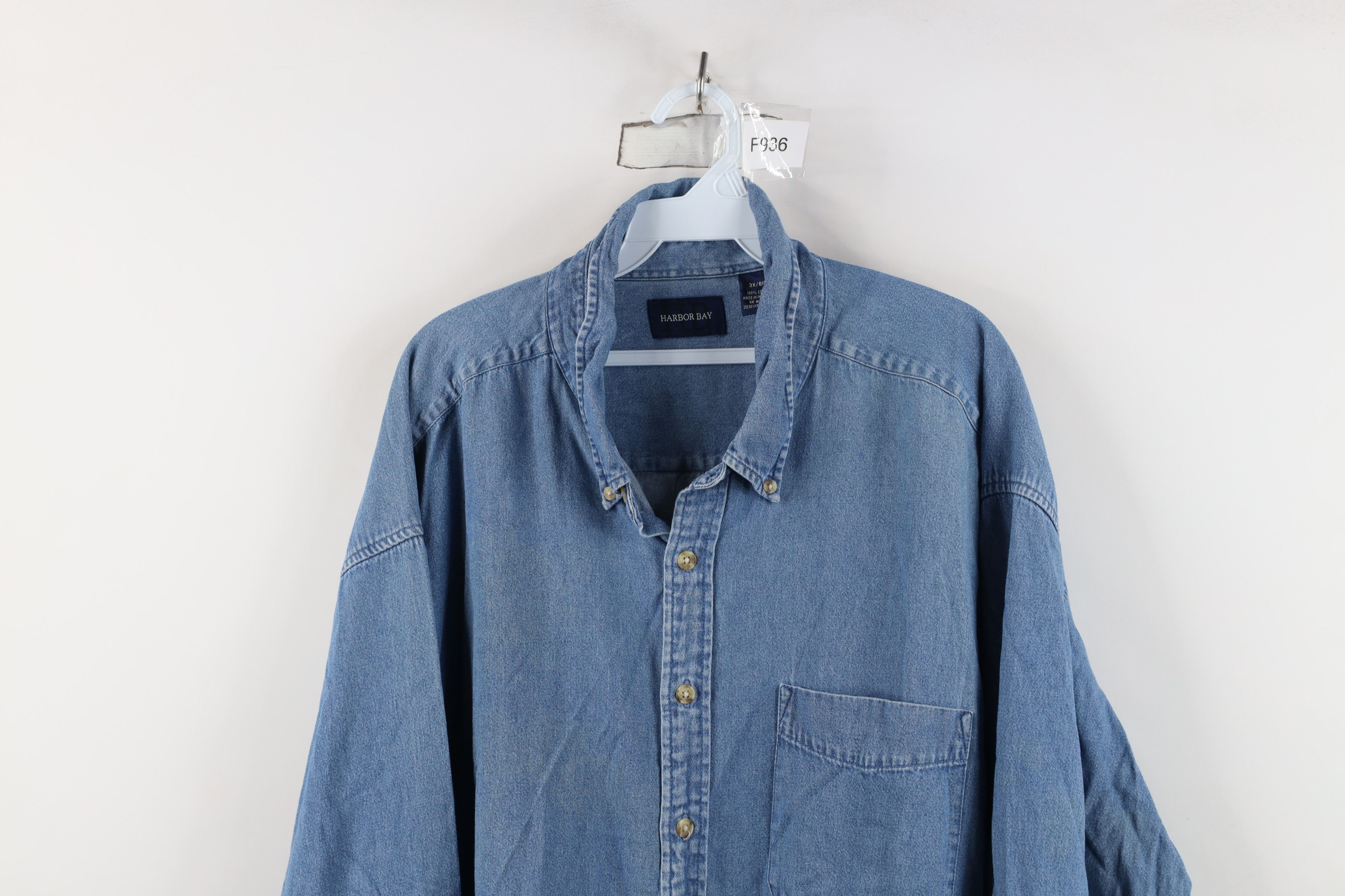 Vintage Vintage 90s Streetwear Denim Jean Collared Button Down Shirt Size US XXL / EU 58 / 5 - 2 Thumbnail