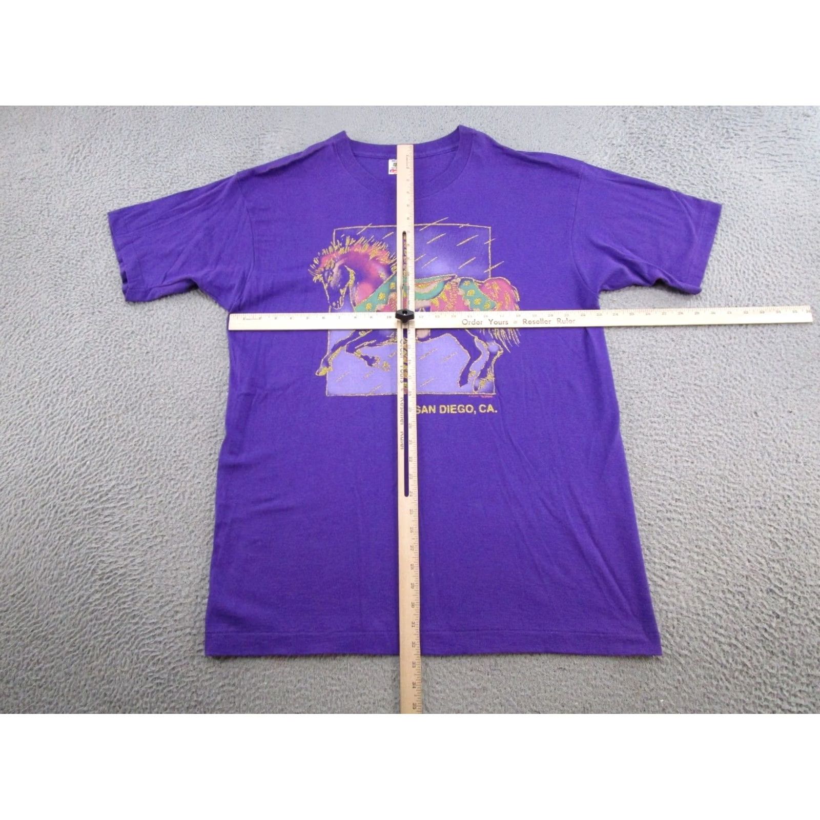 Fruit Of The Loom VTG 90s San Diego Ca. Single Stitch Marry Go Round Horse Shirt Adult XL Purple Cotton Fruit of the Loom 90s Theme Mens Shirt Size US XL / EU 56 / 4 - 5 Thumbnail