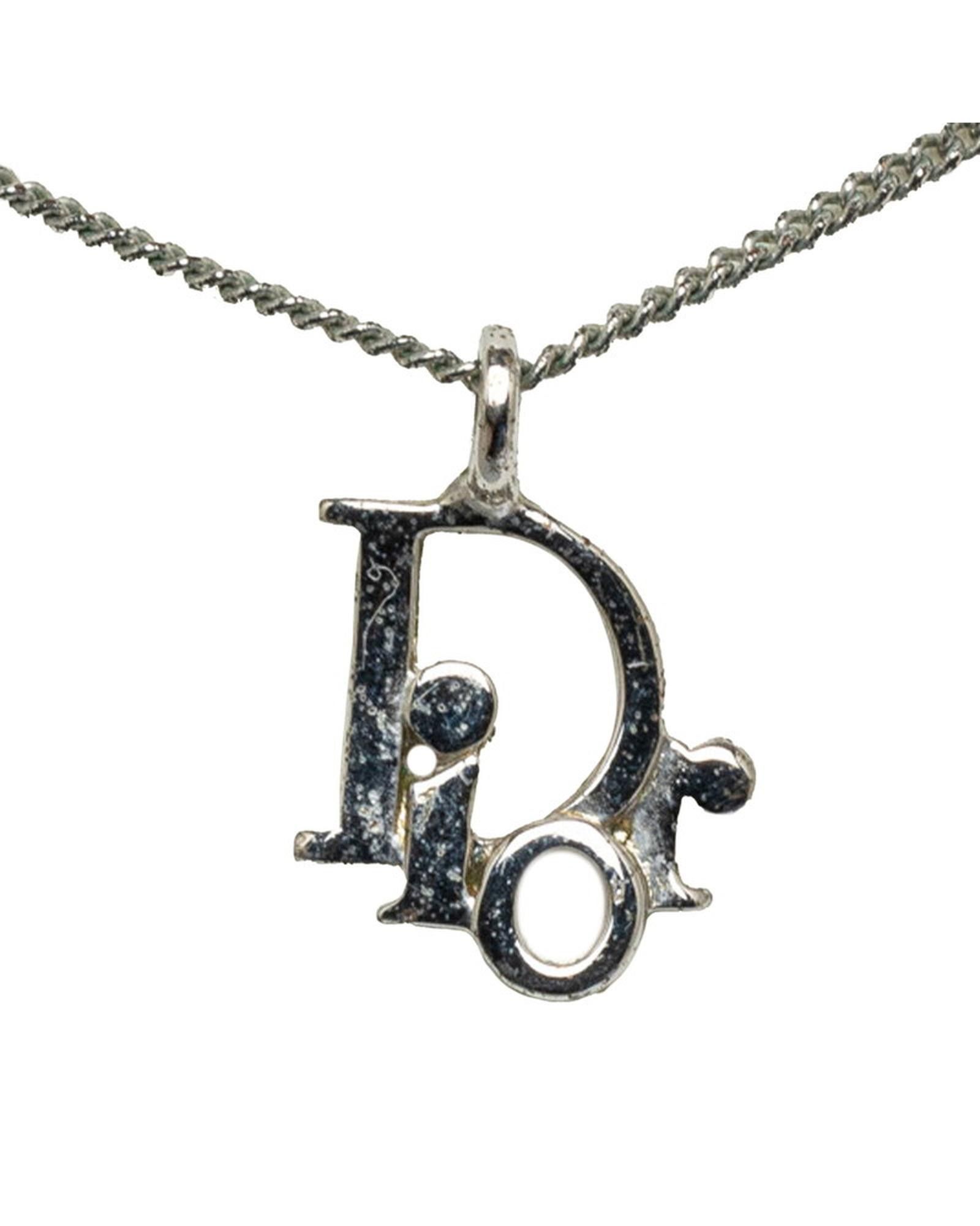 image of Dior Silver Logo Pendant Necklace Jewelry - B Condition, Women's