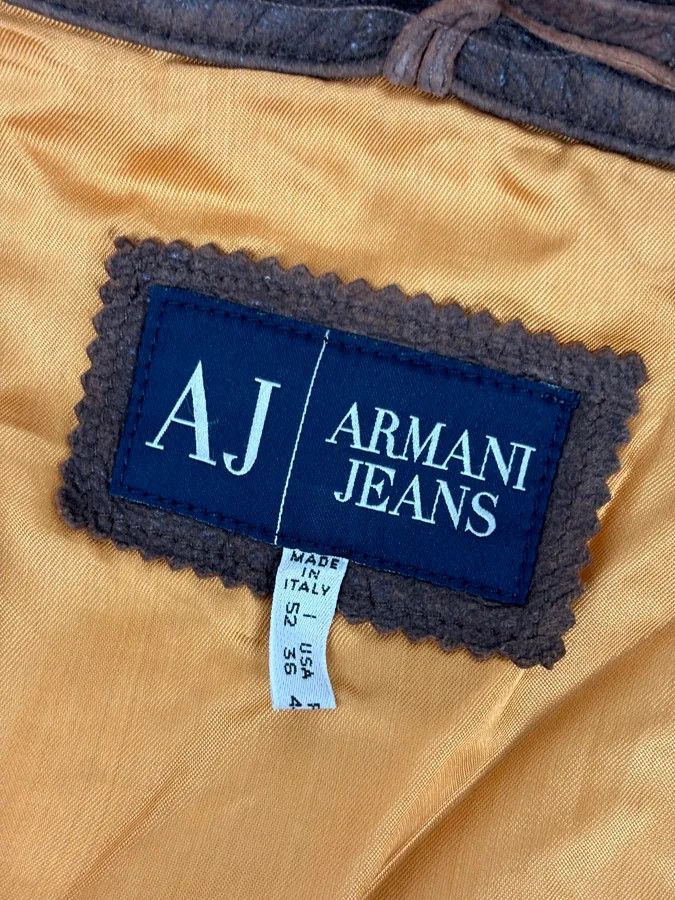Armani 2000s Armani Biker Brown Faded Leather Jacket Size US L / EU 52-54 / 3 - 11 Thumbnail