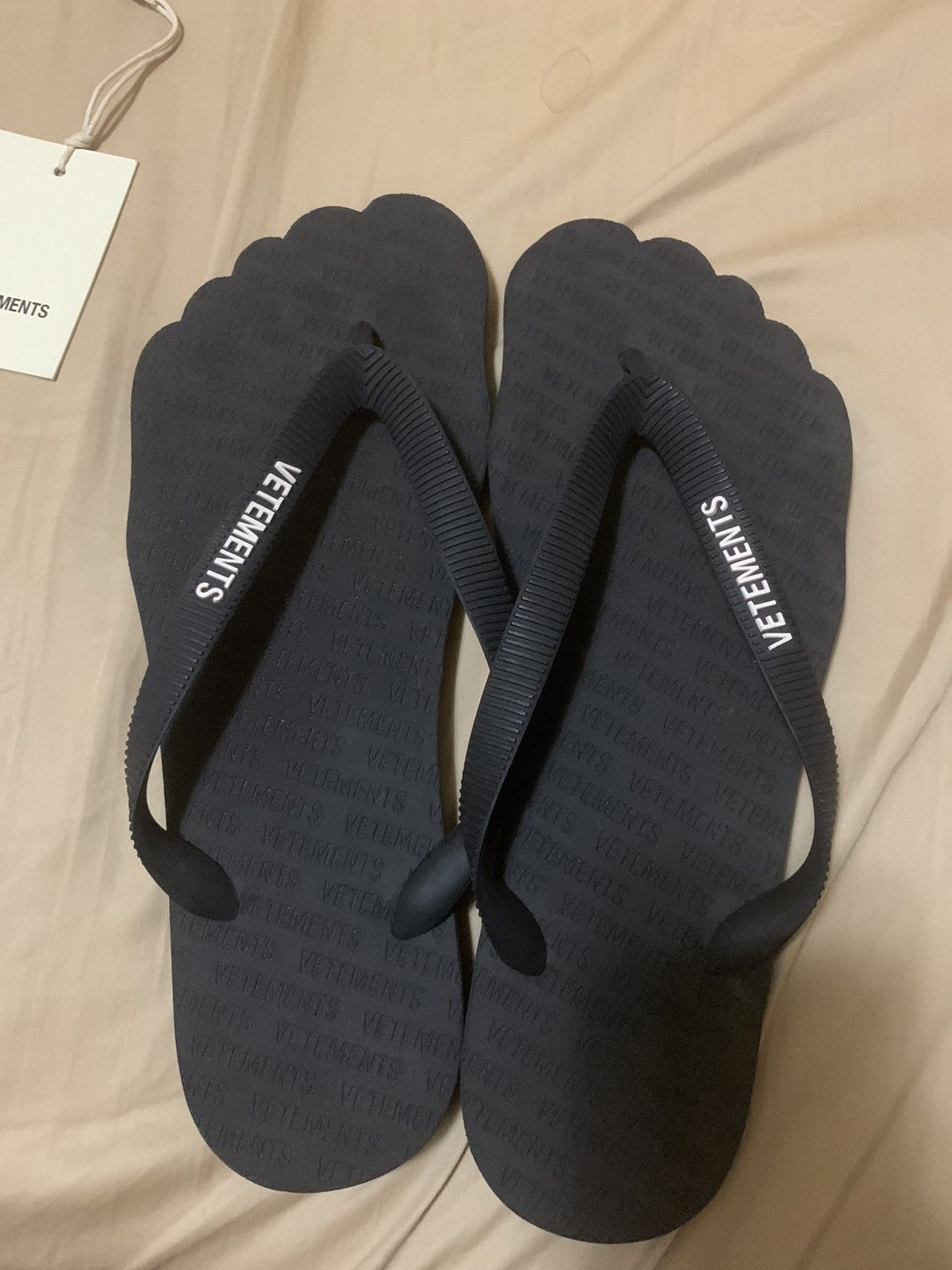 image of Vetements Anatomic Flip Flops Shoes in Black, Men's (Size 7)