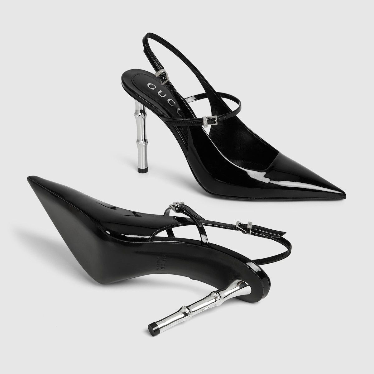 Gucci oc11z1025 Slingback Pumps With Bamboo Heels in Black Size US 10 / IT 40 - 6 Thumbnail