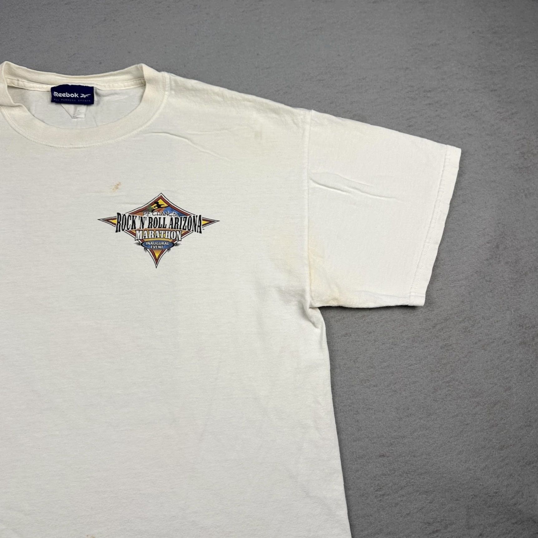 Reebok VINTAGE Reebok Shirt Mens Large White Rock N Roll Arizona Marathon Inaugural Event 2004 Crew Neck Short Sleeve Graphic Print 100% Cotton Size US L / EU 52-54 / 3 - 6 Thumbnail