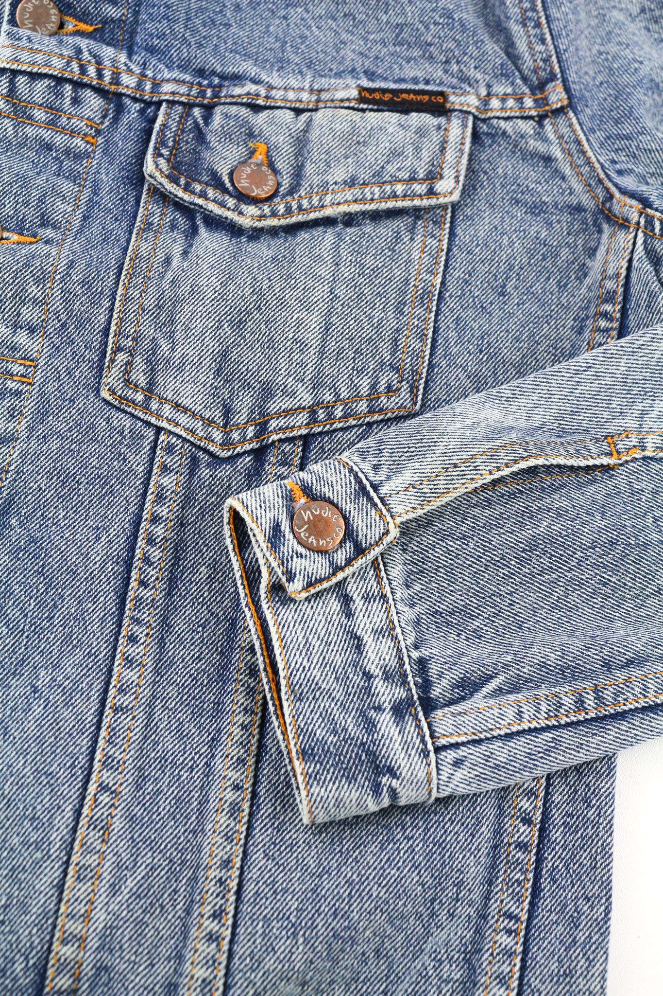 Nudie Jeans TERRY M Denim Salt & Pepper Buttoned Logo Jacket 80744 Size US M / EU 48-50 / 2 - 5 Thumbnail