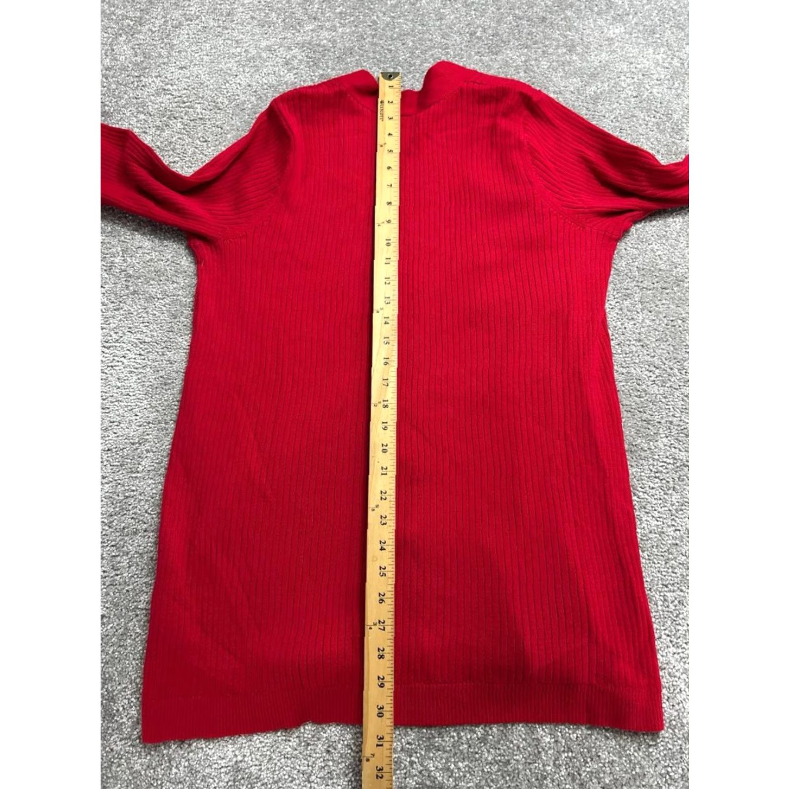 Lands' End VINTAGE Lands' End Cardigan Sweater Womens M Red Cotton Knit Long Open Winter Size M / US 6-8 / IT 42-44 - 4 Thumbnail