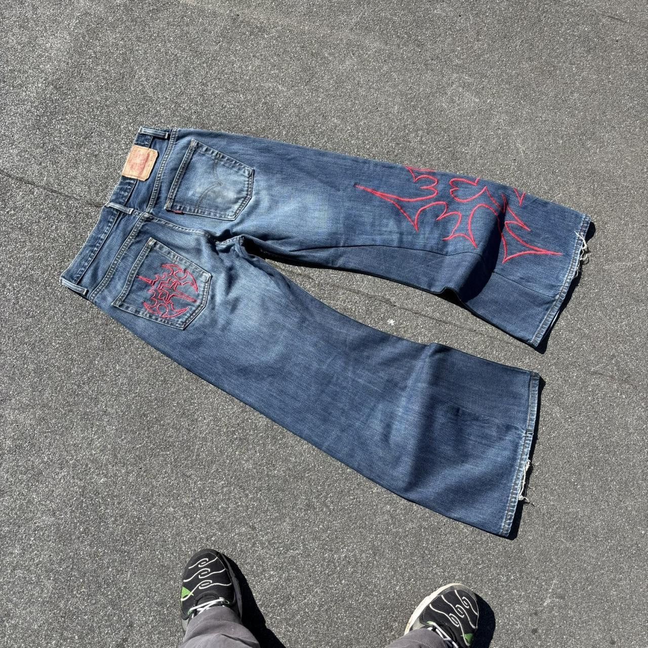 Affliction × Japanese Brand × Vintage jnco affliction style tribal embroidered jeans Size US 32 / EU 48 - 6 Thumbnail