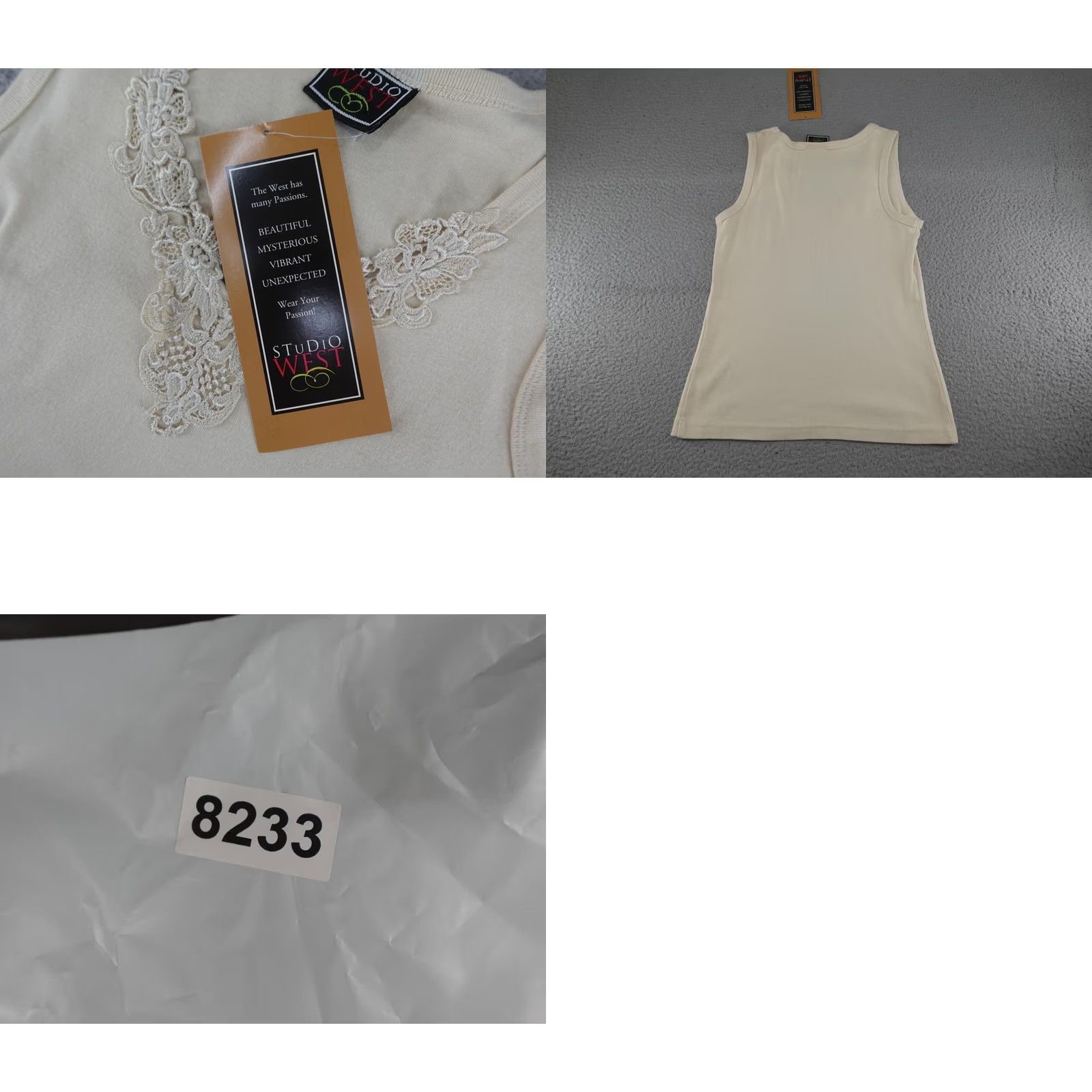 DANCER VINTAGE Western Tank Top Womens Large White Lace Trim Cowgirl Rodeo Square Dance trousers? Size L / US 10 / IT 46 - 8 Thumbnail