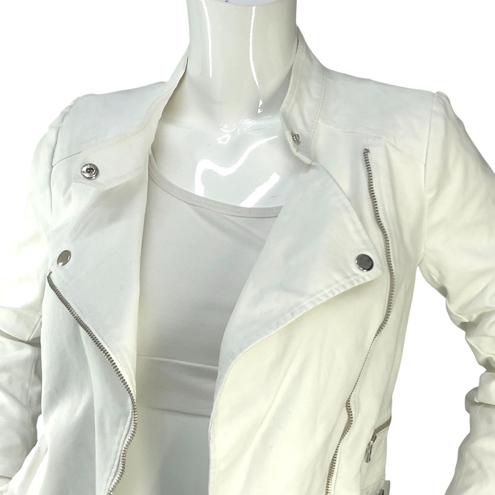 Banana Republic Banana Republic Sz XSP Jacket Soco Moto Cotton Stretch White Size XS / US 0-2 / IT 36-38 - 2 Thumbnail