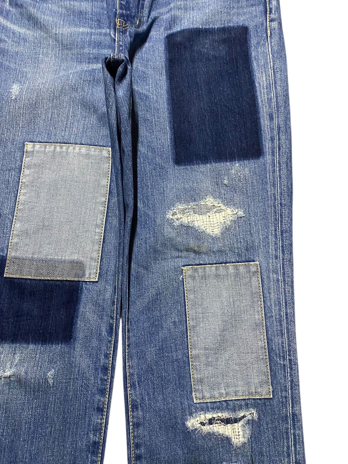 POST ARCHIVE FACTION (PAF) Vintage Moussy Blue Patches Distresse Straight Fit Jean Size 27" / US 4 / IT 40 - 8 Thumbnail