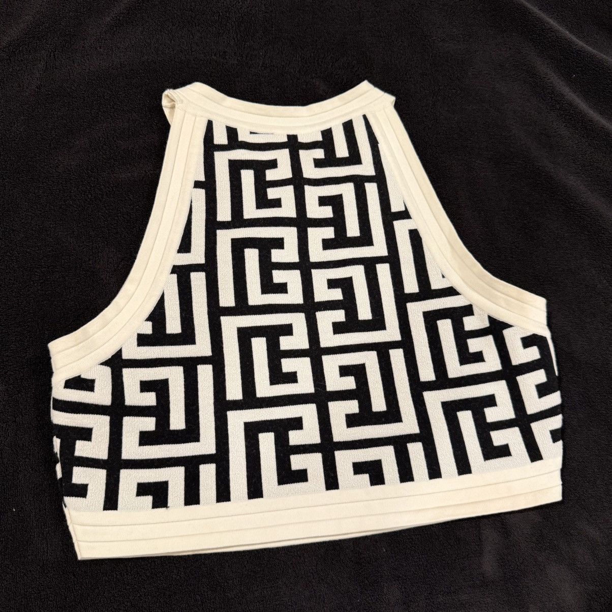 Balmain Balmain 2-piece Monogram Knitted Crop Top & High Waist Skirt Size XS / US 0-2 / IT 36-38 - 6 Thumbnail