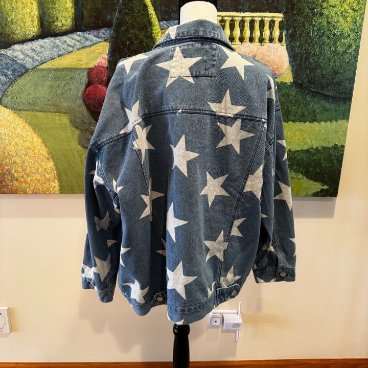 Other Altar'd State Women's Star Denim Jacket Blue Geometric Size Size L / US 10 / IT 46 - 4 Thumbnail