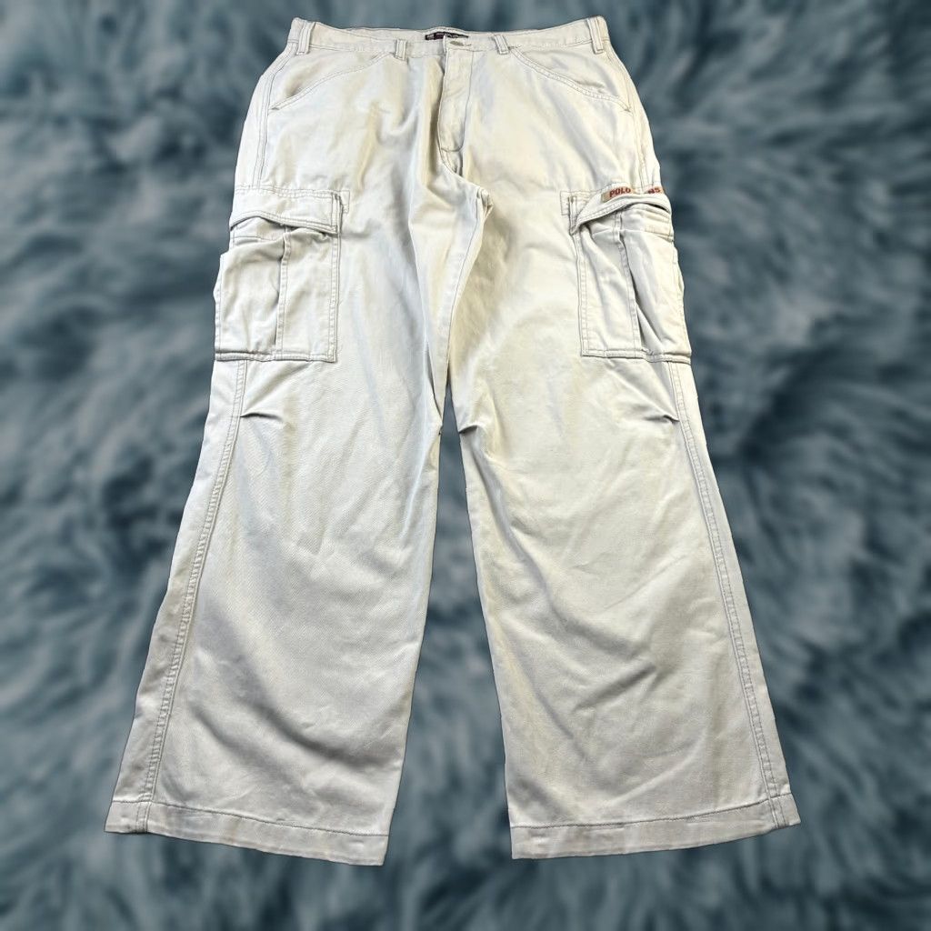 Ralph Lauren Ralph Lauren Polo Jeans Co Pants Mens 34x30 Cargo Wide Leg Tan Beige 5-Pocket Regular Inseam 30 Made by Polo Jeans Co Mens Cargo Pants Size US S / EU 44-46 / 1 - 1 Thumbnail