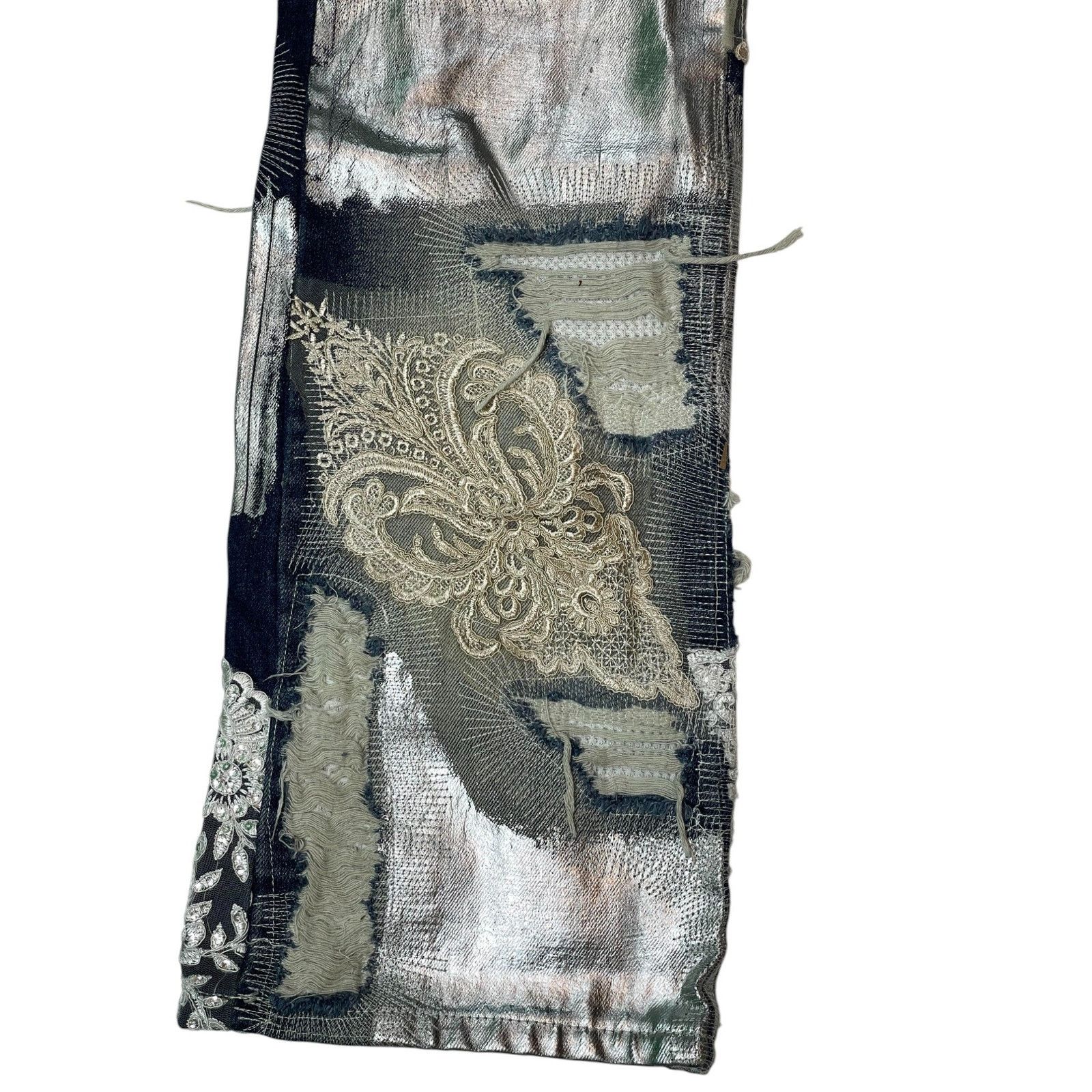 Who Decides War WDW Foil Floral Jeans Size US 34 / EU 50 - 5 Thumbnail