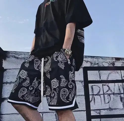 Japanese Brand 20AW Indigo Union Japan Black Bandana Paisley Jersey Shorts Size US 32 / EU 48 - 4 Thumbnail