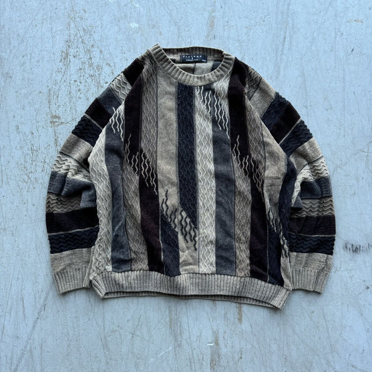 Coogi × Cotton Traders × Vintage Vintage 90s Coogi Style Knit Brown Beige Sweater Sz XXL Size US XXL / EU 58 / 5 - 1 Thumbnail