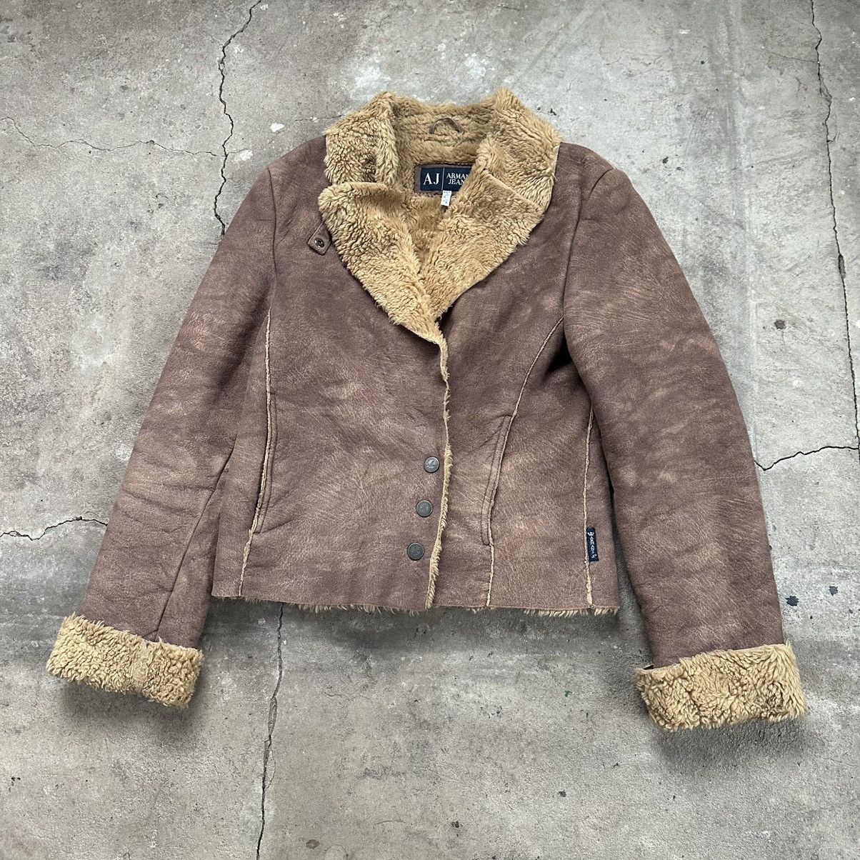 Armani Armani Jeans Suede sheepskin l Fur Faux Jacket Size S / US 4 / IT 40 - 1 Thumbnail