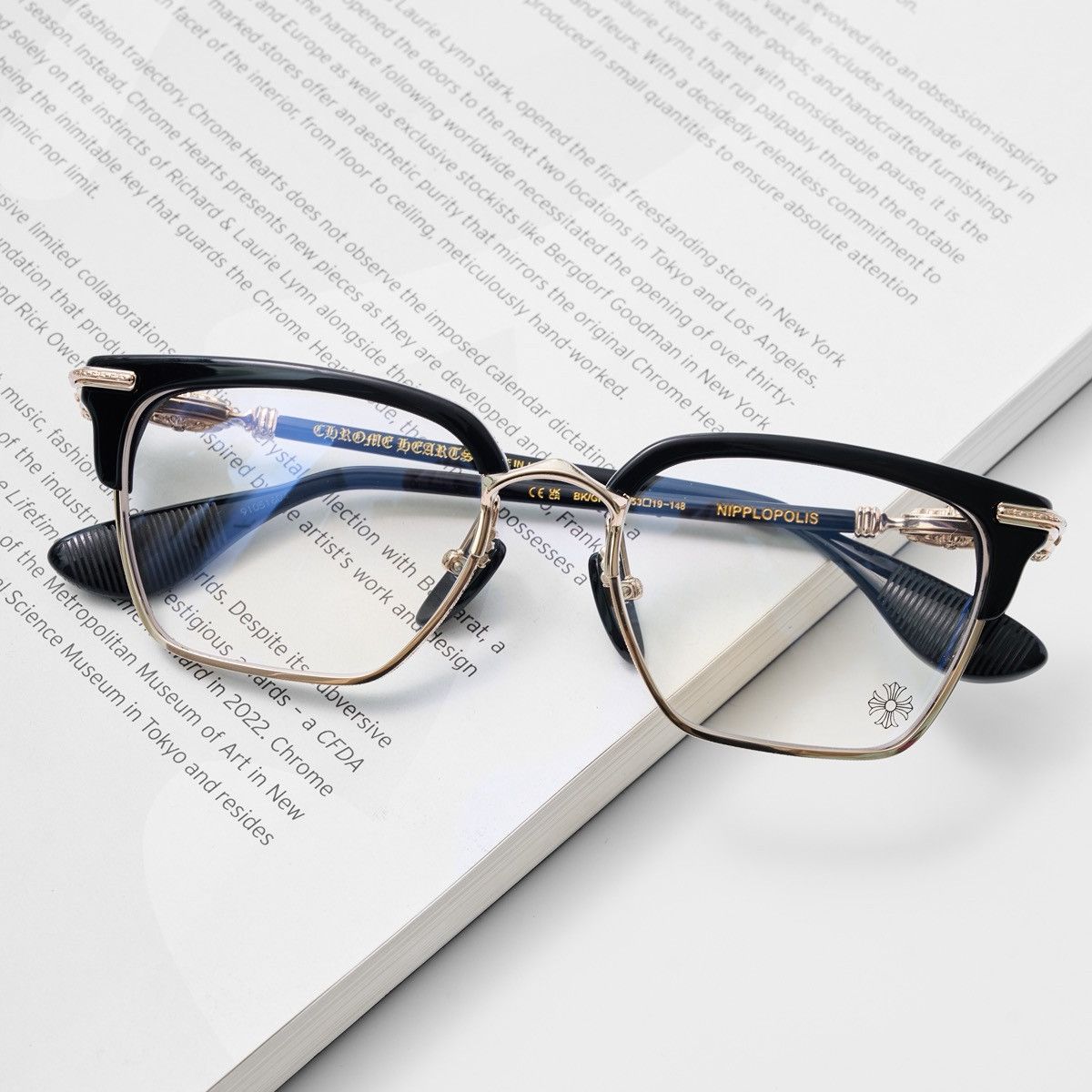 Chrome Hearts CHROME HEARTS NIPPLOPOLIS BLACK GOLD PLATED GLASSES Size ONE SIZE - 6 Thumbnail