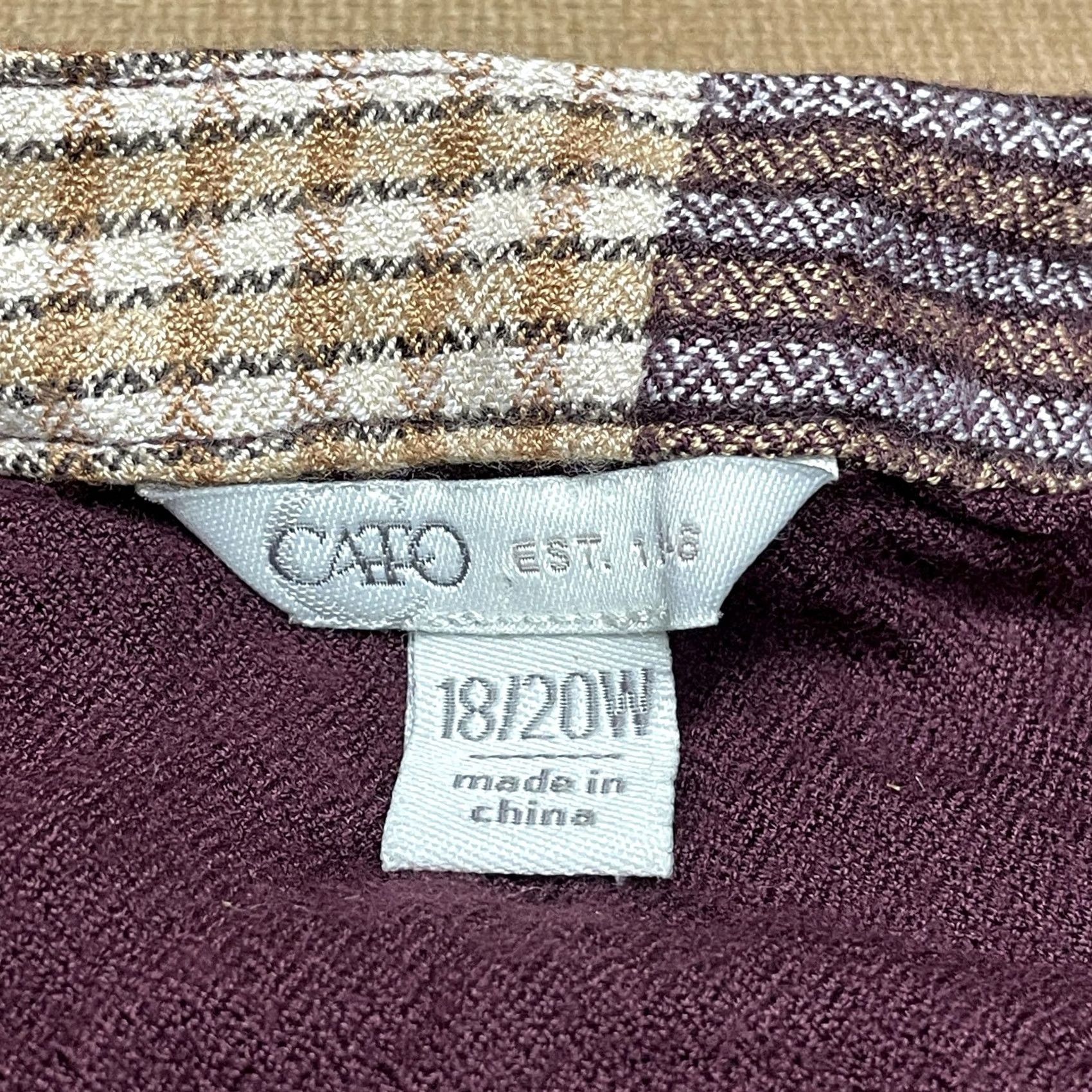 Vintage Cato Blouse Womens 18/20W Purple Plaid Rayon Henley Long Sleeve Popover Button Ruffle Crewneck Tunic Shirt Modern Vintage: No, 18/20W Womens Size XXL / US 16-18 / IT 52-54 - 7 Thumbnail
