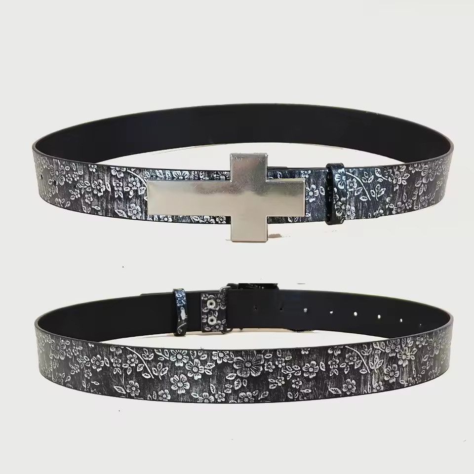Japanese Brand Cros Buckle PU Leather Belt 110 cm Size 32 - 3 Thumbnail