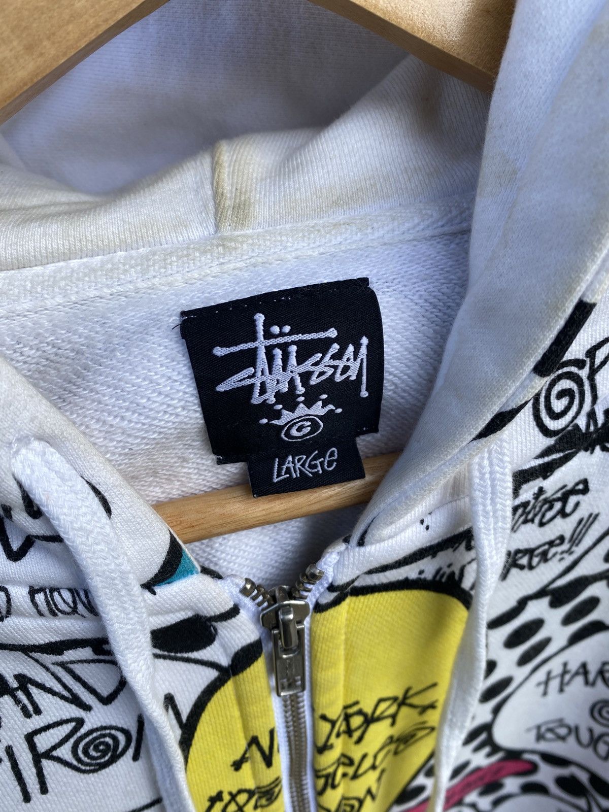 Stussy × Vintage Vintage Stussy Hoodie Graffiti Full Print Zip Up Size US L / EU 52-54 / 3 - 3 Thumbnail