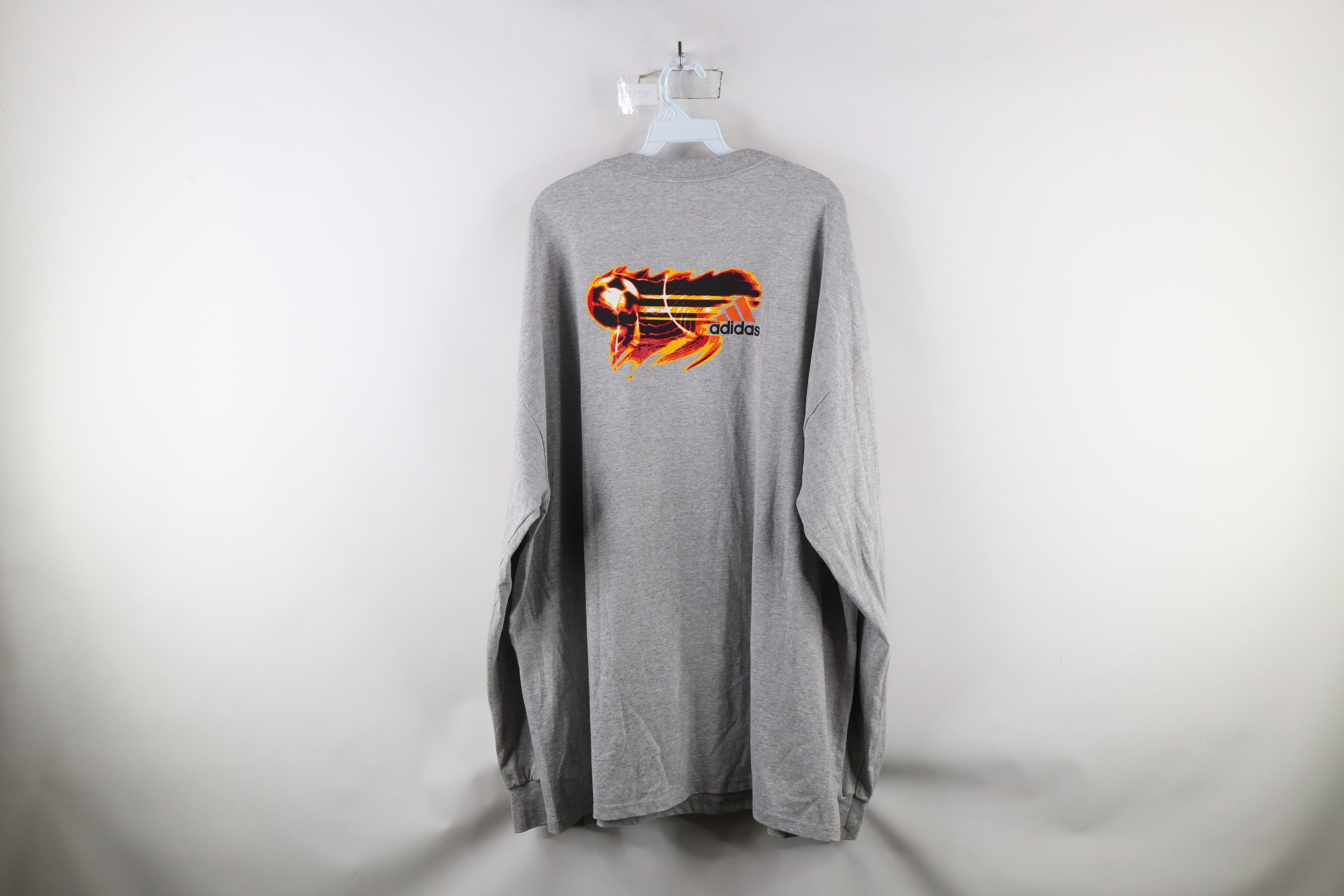 Adidas × Vintage Vintage 90s Adidas Soccer Fire Flames Long Sleeve T-Shirt Size US XXL / EU 58 / 5 - 9 Thumbnail