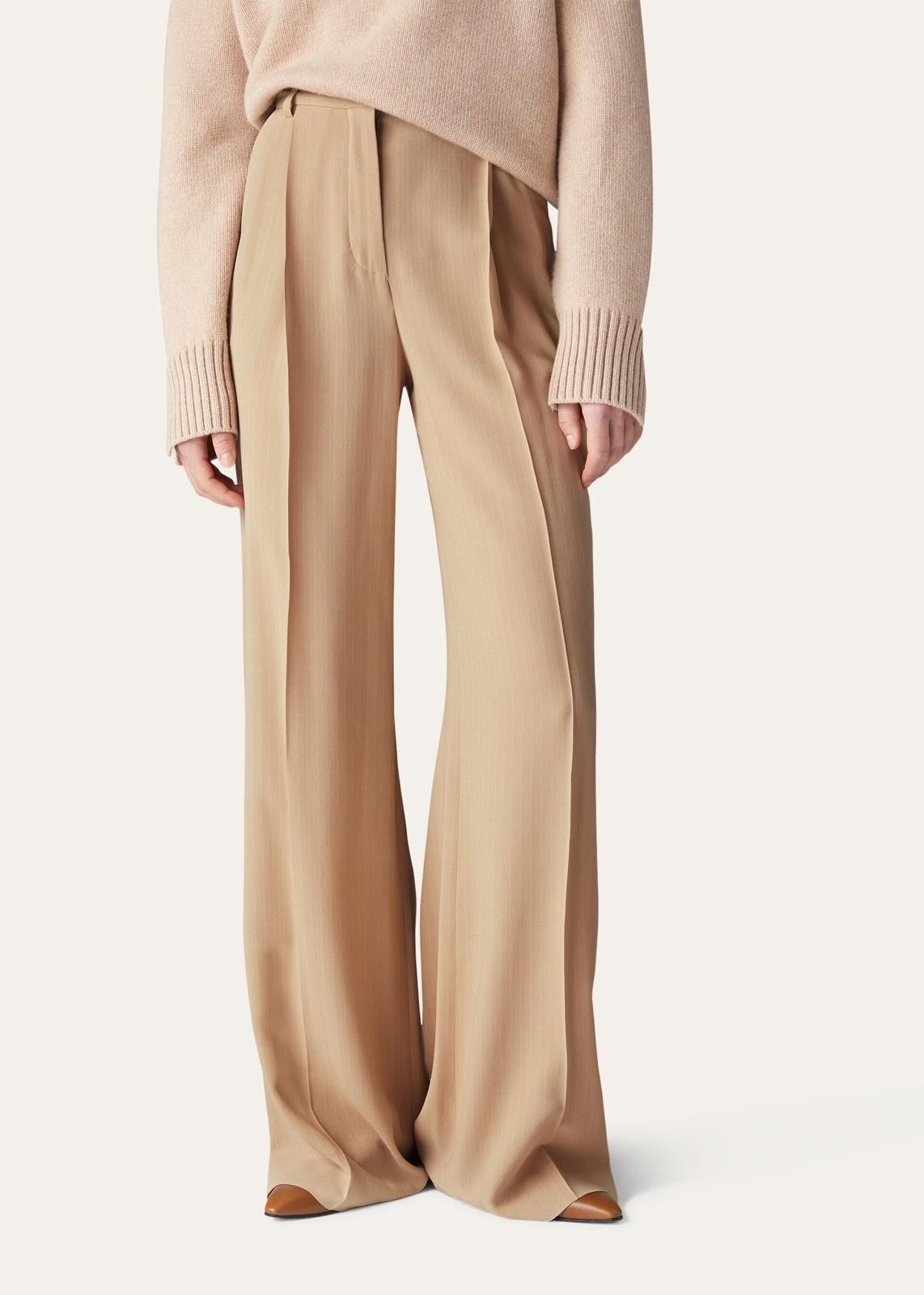 Loro Piana o1srvl11e0824 Jail Chalk Stripes Silk Trouser in Beige Size 28" / US 6 / IT 42 - 2 Thumbnail