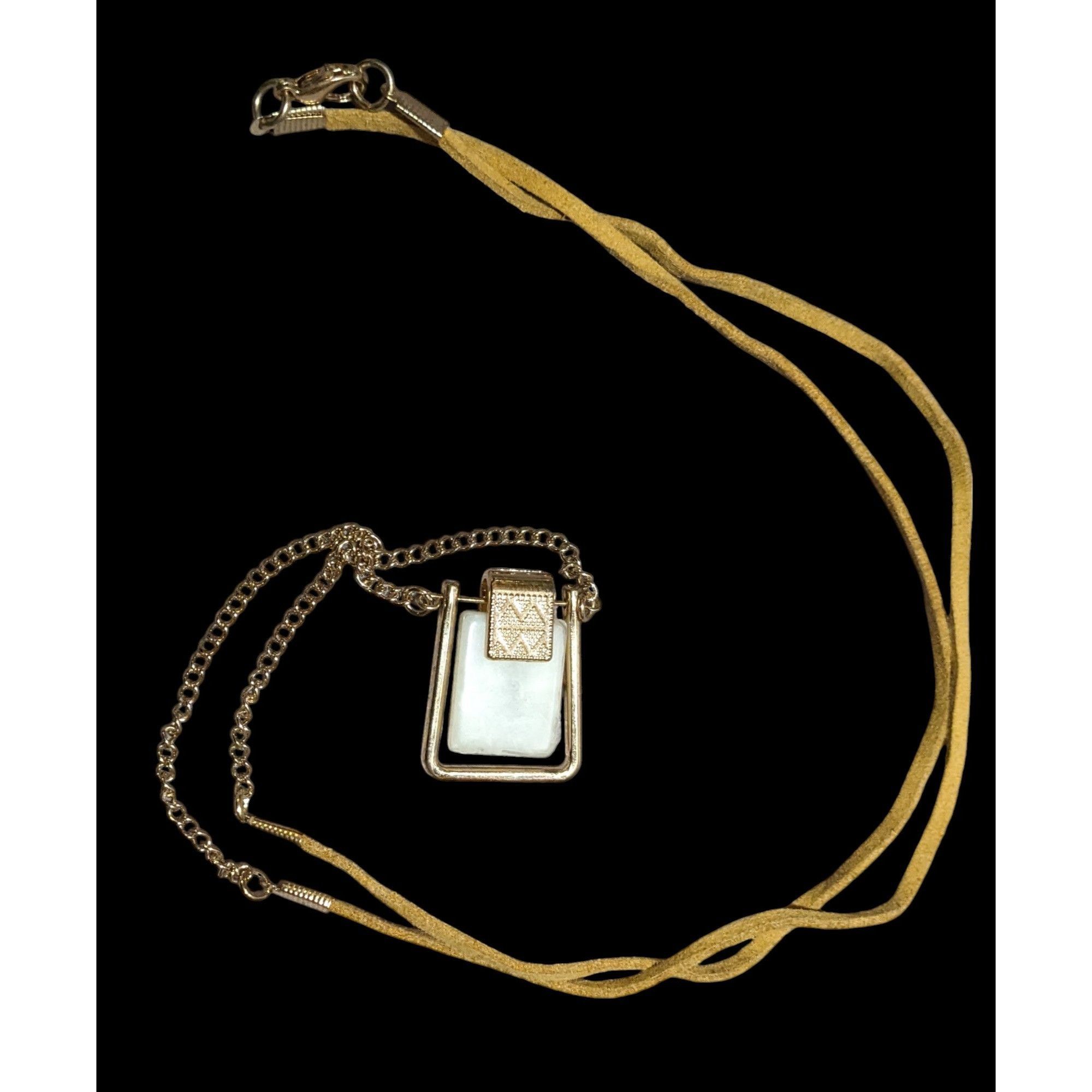 Other Unique Stone Swivel Gold Suede Pendant Necklace Size ONE SIZE - 1 Thumbnail