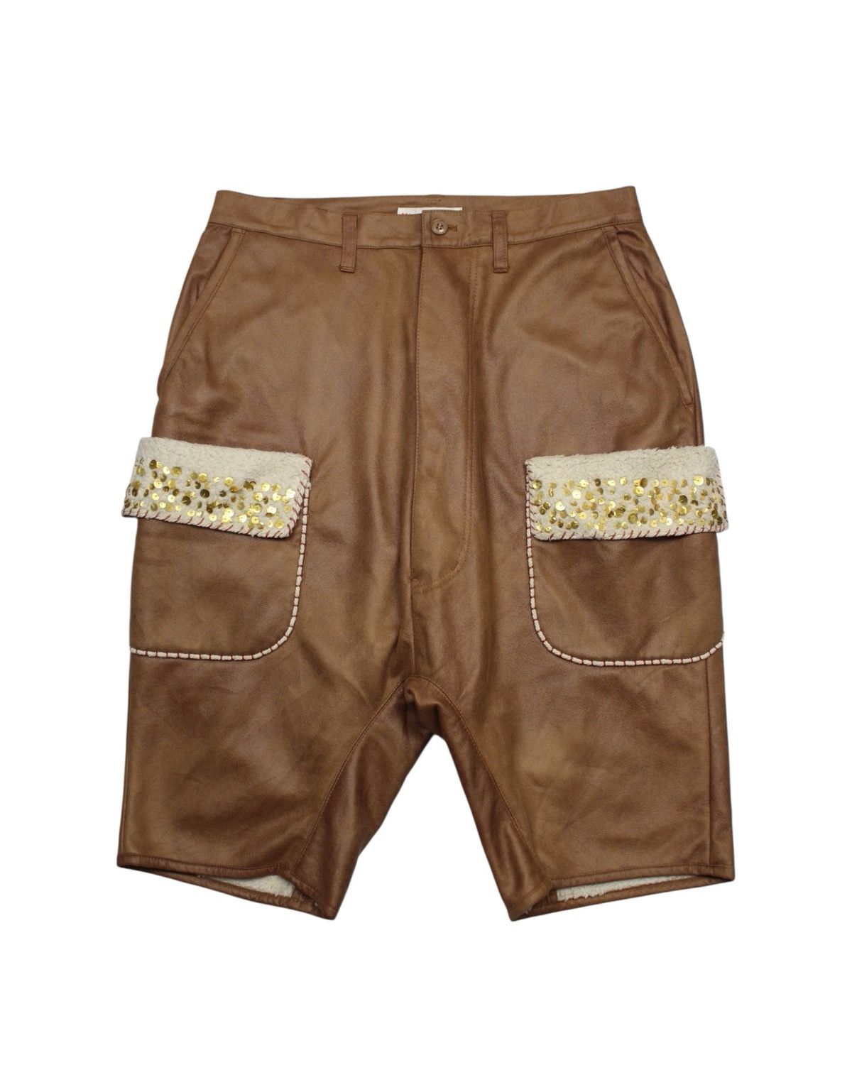 Issey Miyake × Ne-Net AW2011 NÉ-NET FAUX NUBUCK SHORTS WITH FLEECE LINING Size US 30 / EU 46 - 3 Thumbnail