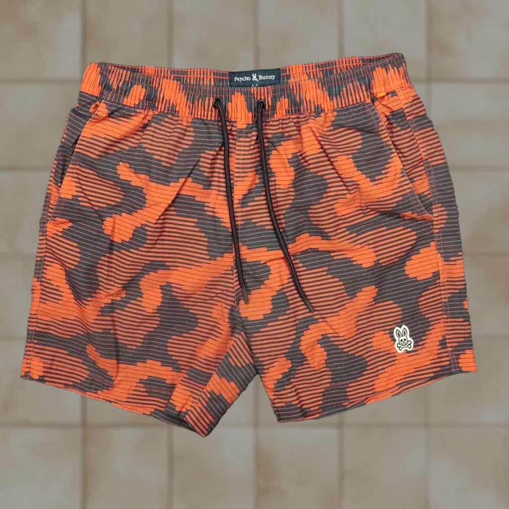 Psycho Bunny Psycho Bunny Swim Trunks Mens Small Orange Gray Camo Lined Shorts Size US 29 - 1 Thumbnail
