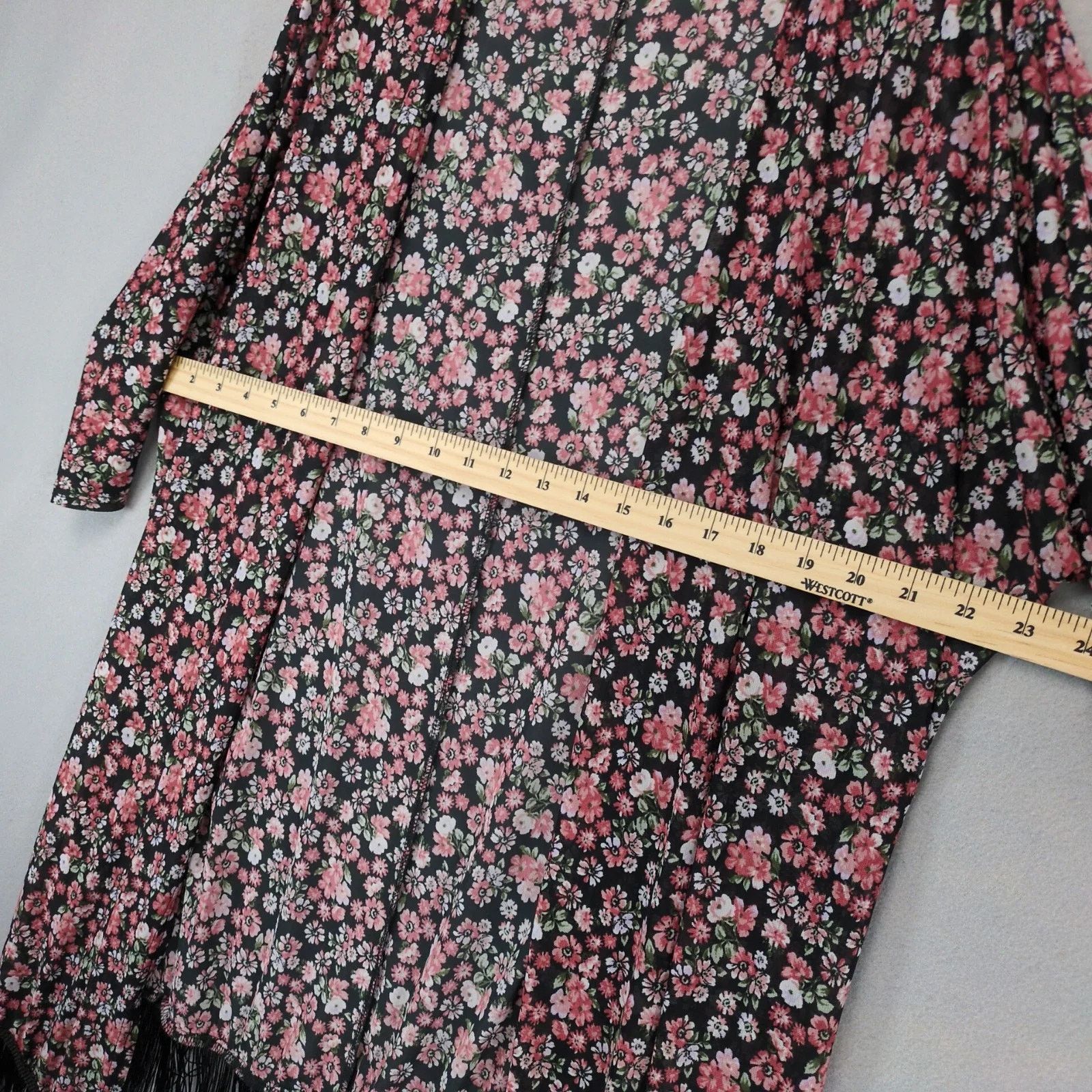 Other Ember Pink Floral Black Sheer Open Cardigan Shrug Fringe XL Size XL / US 12-14 / IT 48-50 - 5 Thumbnail