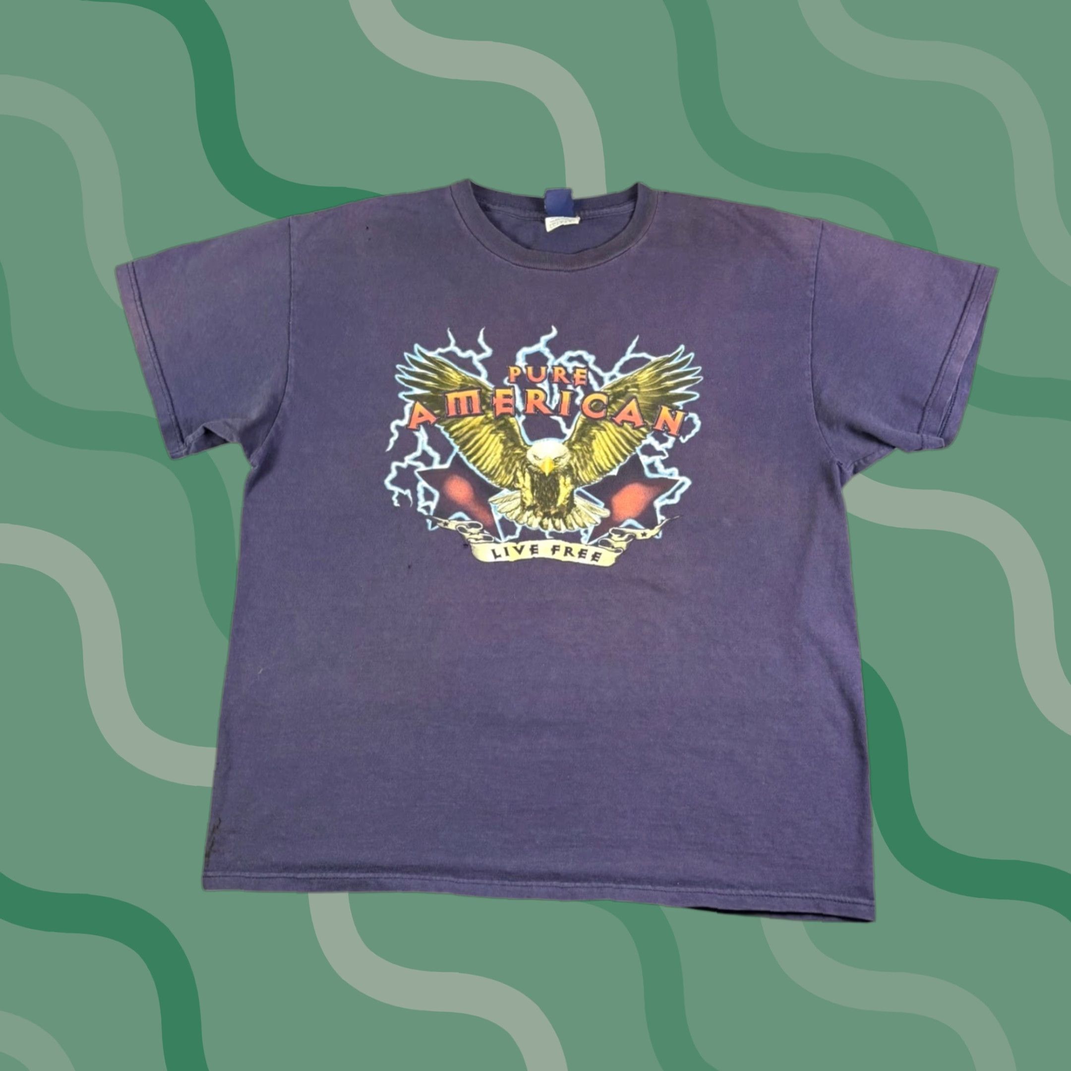 Vintage VINTAGE Pure American Eagle Live Free Graphic T Shirt Mens Large Purple Y2K Size US L / EU 52-54 / 3 - 1 Thumbnail