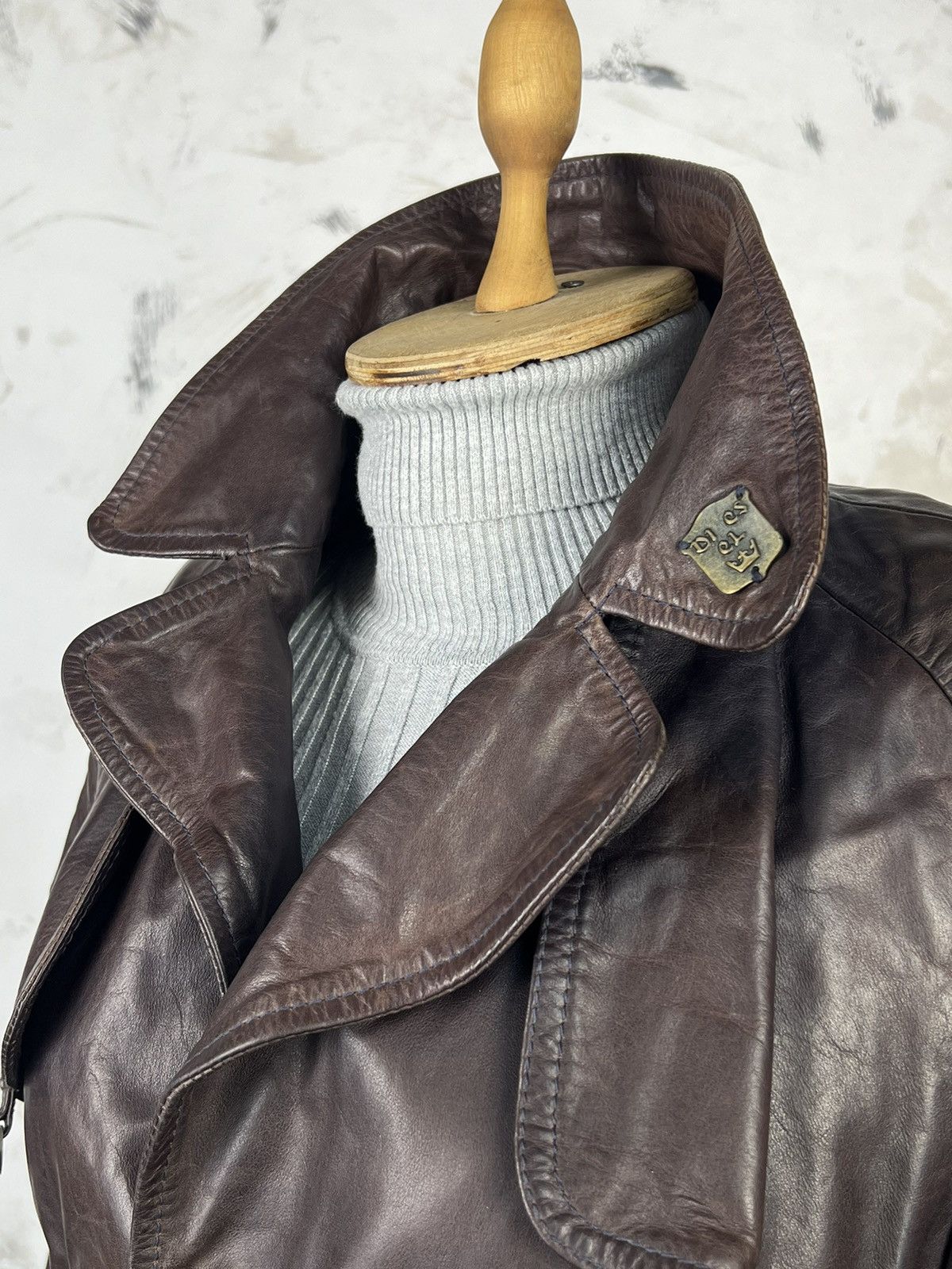 Diesel Vintage Diesel Leather Belted Jacket Size M - L Size L / US 10 / IT 46 - 10 Thumbnail