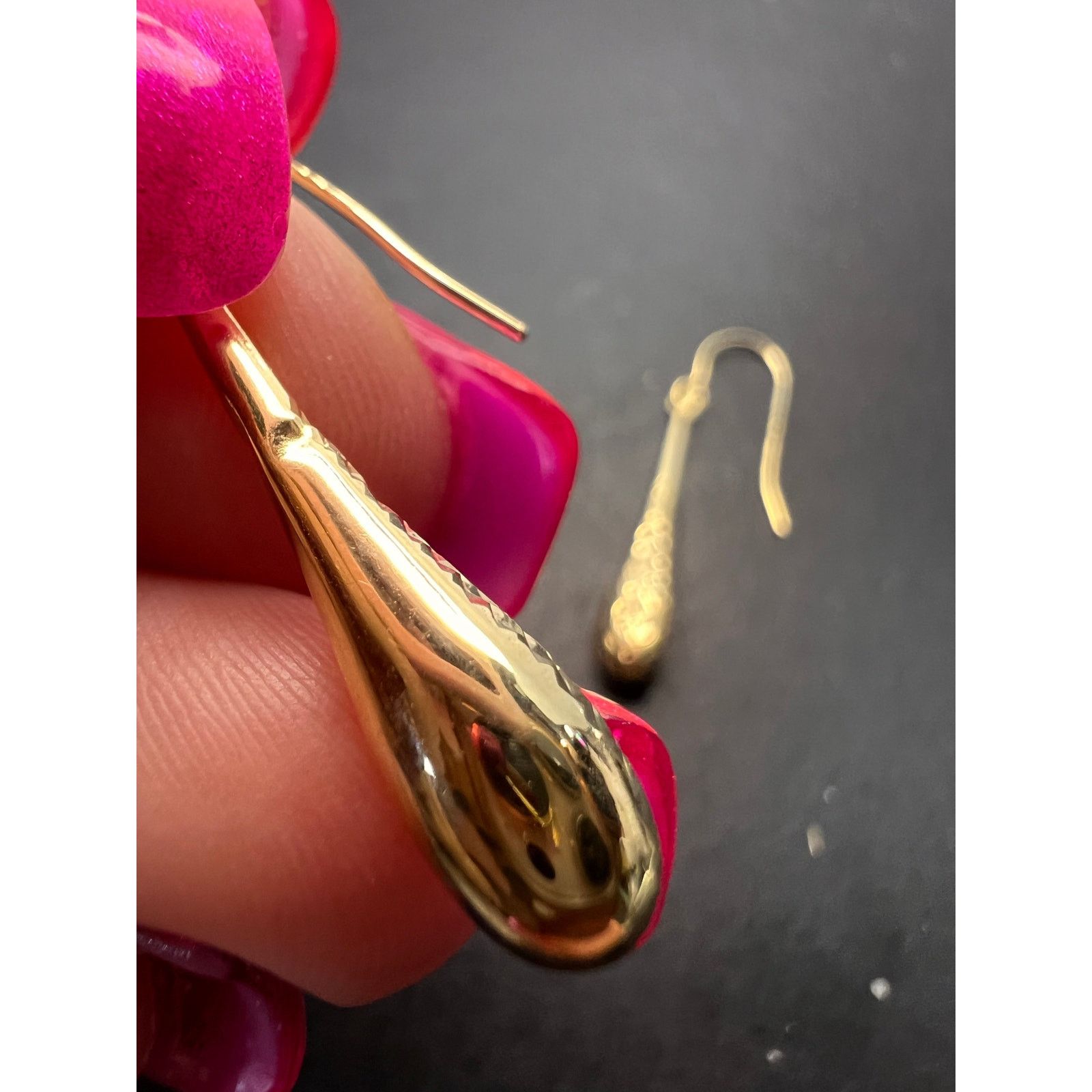 Other Turkish 10k yellow gold diamond cut teardrop earrings Size ONE SIZE - 10 Thumbnail