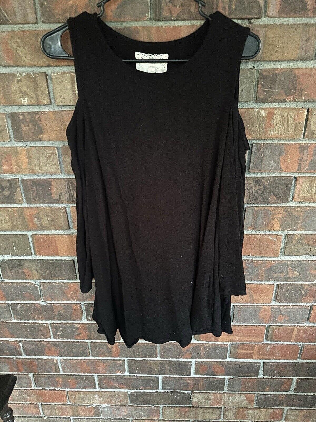 David Eden Cupio Women's Black Cold Shoulder Tunic Top Size L / US 10 / IT 46 - 1 Thumbnail