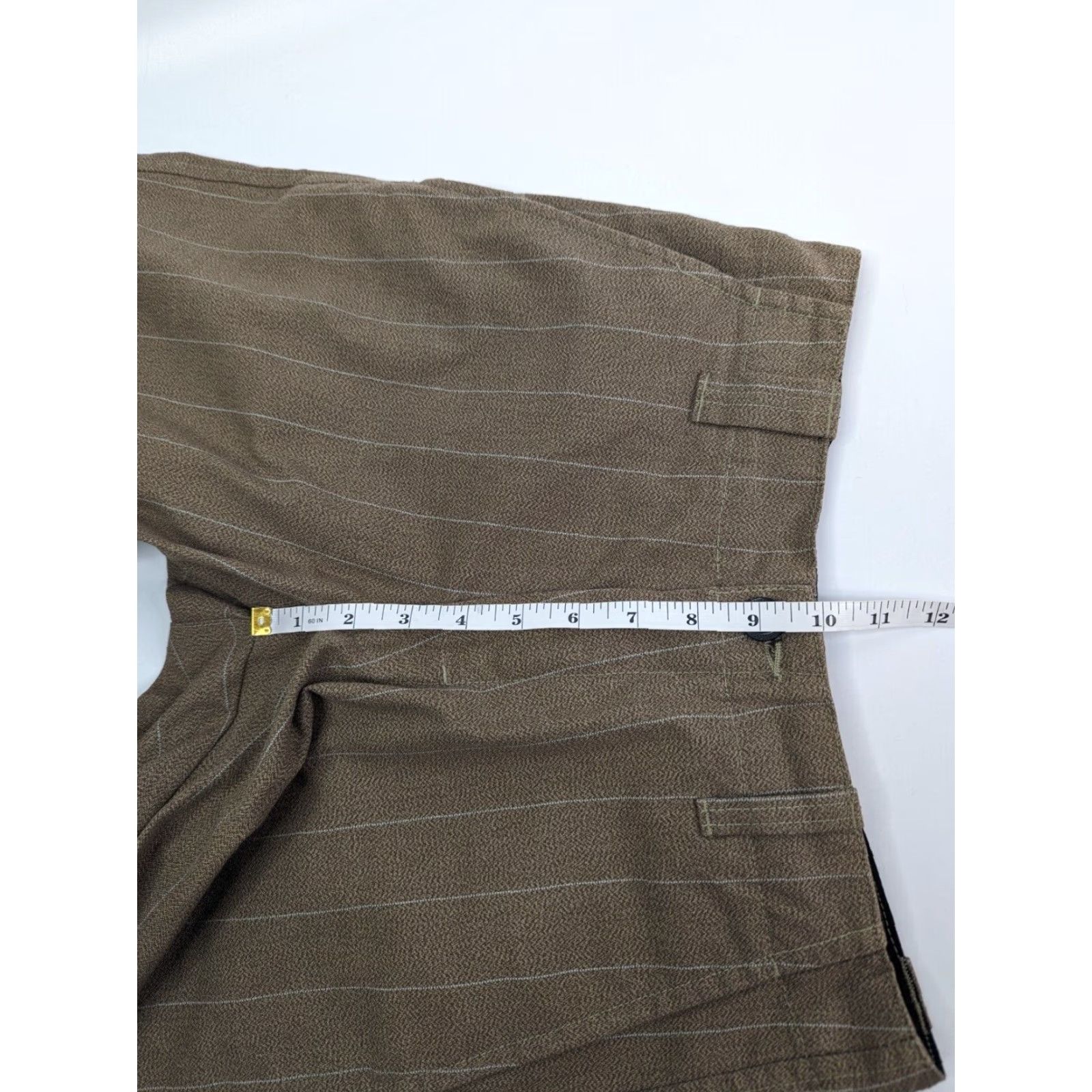 Vintage Lost Mens Stripe Chino Shorts Flat Front 28 Brown 28" Size US 28 / EU 44 - 4 Thumbnail