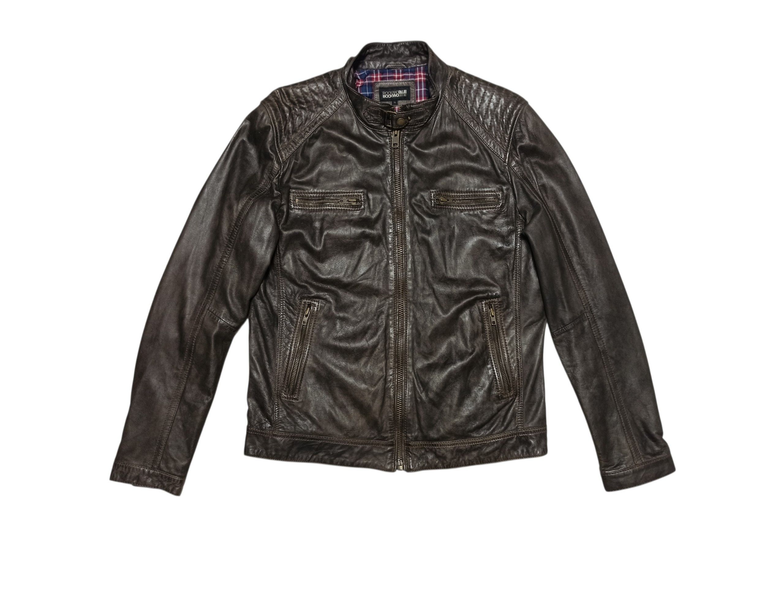 Genuine Leather Rockandblue Dark Brown Genuine Sheepskin Biker Jacket Size US L / EU 52-54 / 3 - 1 Thumbnail