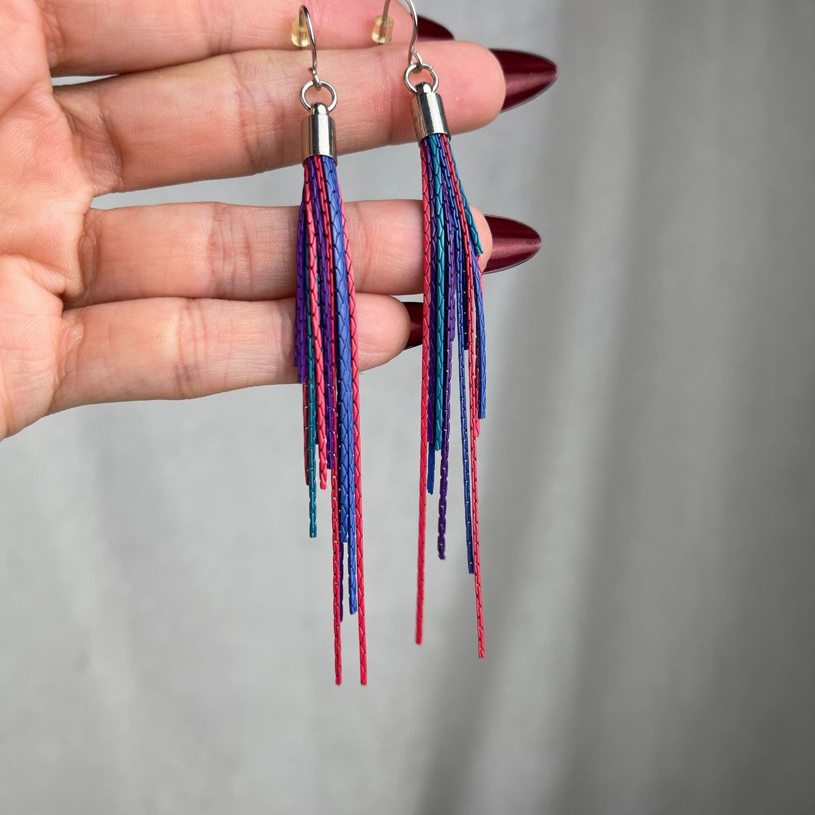 Other Colorful Chain Link Fringe Earrings Purple Teal Pink Blue Size ONE SIZE - 9 Thumbnail