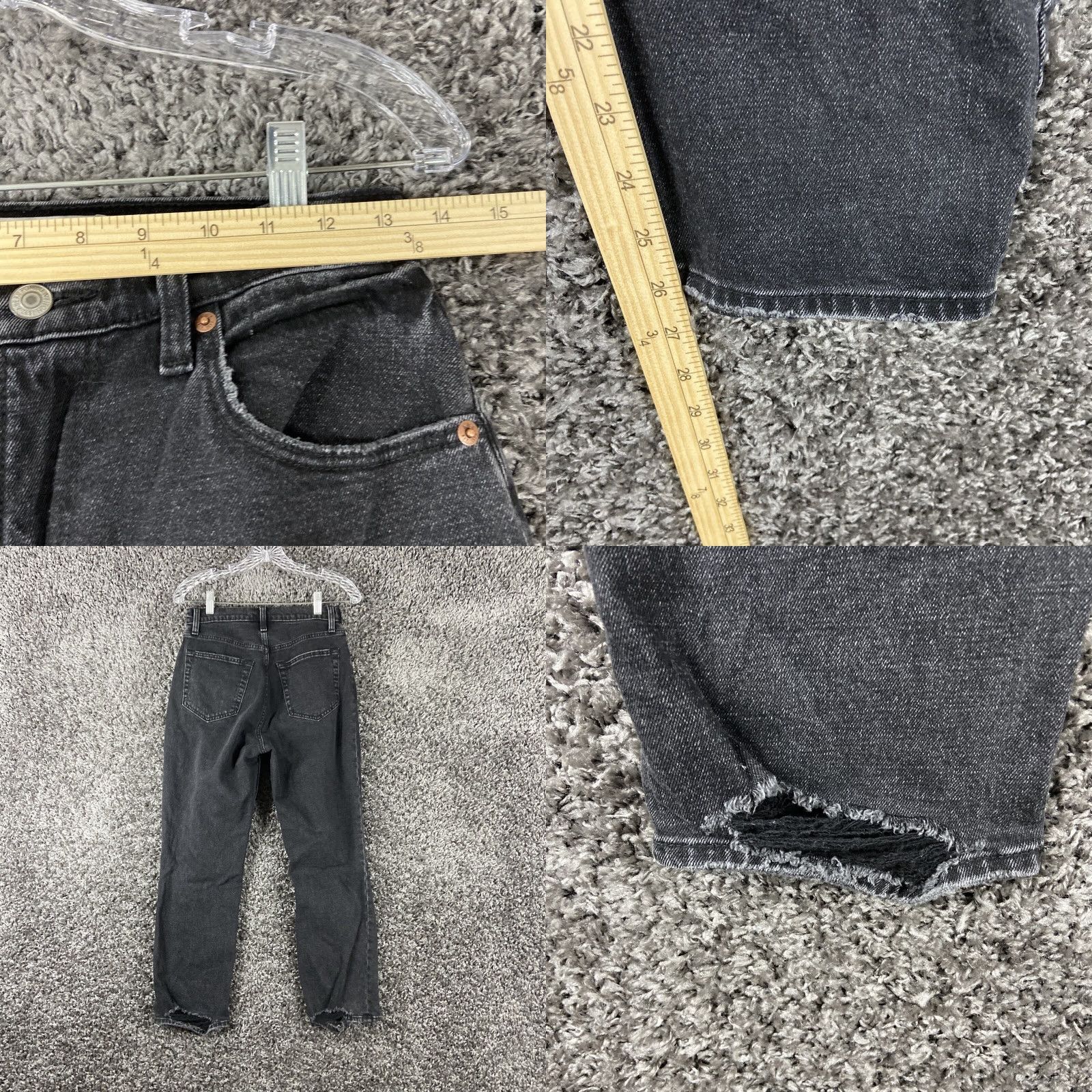 Abercrombie & Fitch Abercrombie & Fitch Curve Love Jeans Size 2 Black Distressed Straight Women Size 26" / US 2 / IT 38 - 8 Thumbnail