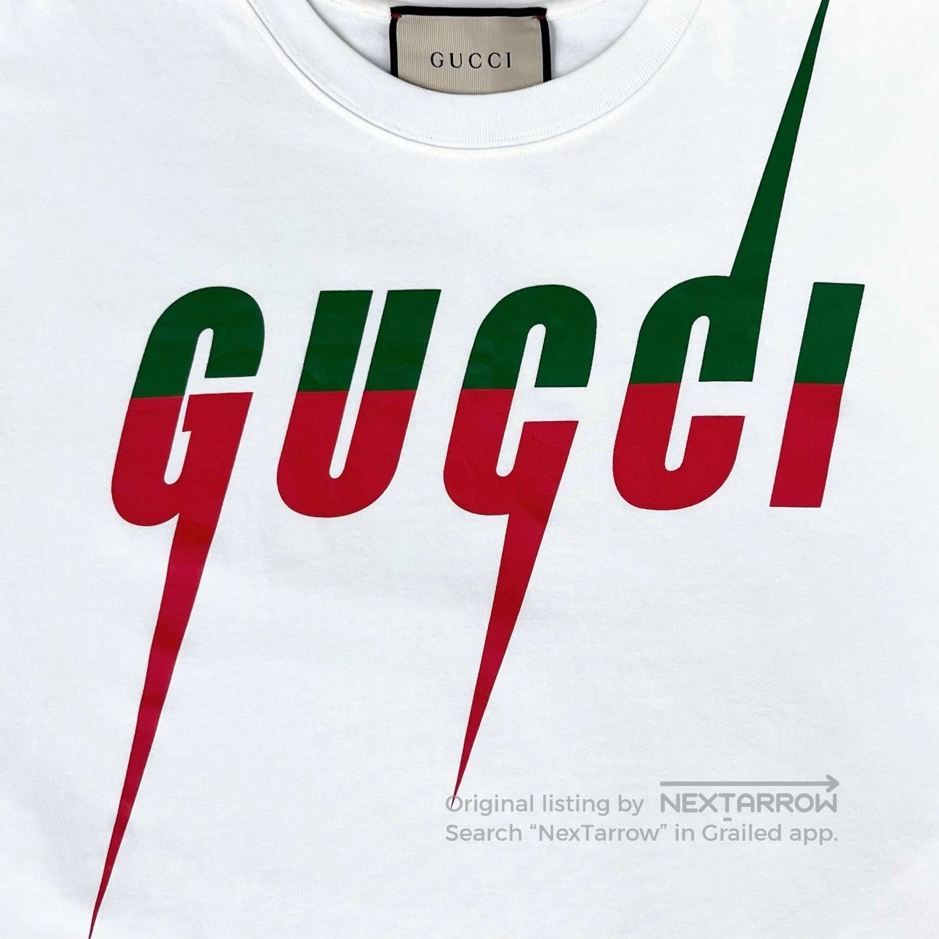 gucci white lightning logo short sleeve t.
