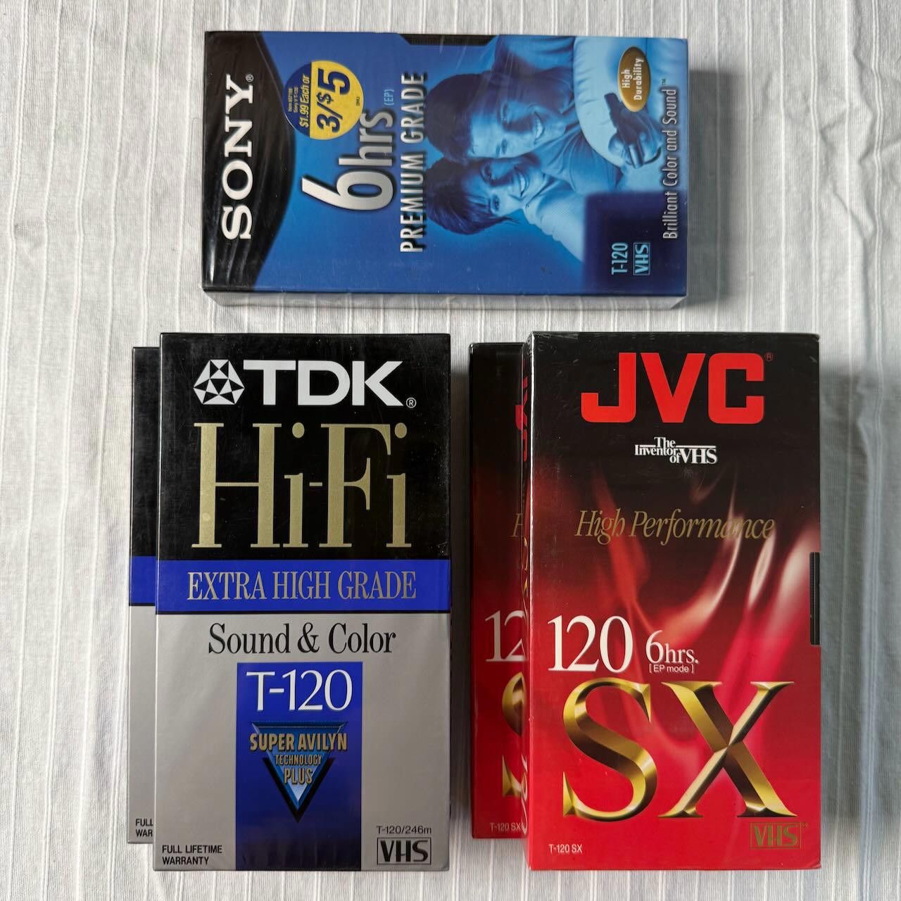 Designer Lot of 5 VTG VHS Cassette Tape JVC Sony TDK High Performance Size ONE SIZE - 2 Thumbnail