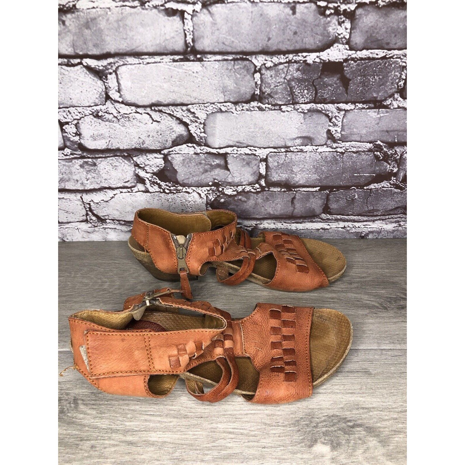 Other Miz Mooz Orange Leather Side Zipper Strap Heeled Sandals Wom Size US 10.5 / IT 40.5 - 3 Thumbnail