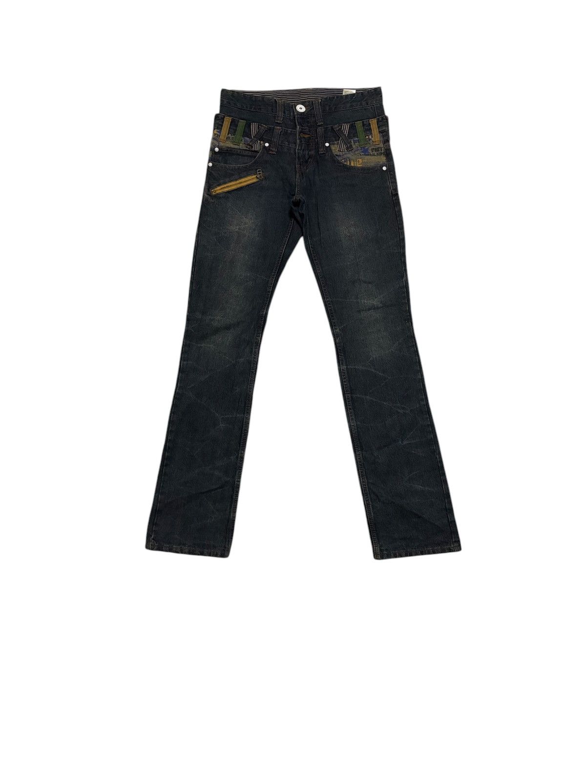 Japanese Brand Japanese Doublefocus Double Waist Jeans Low Flared Denim Size US 31 - 1 Thumbnail