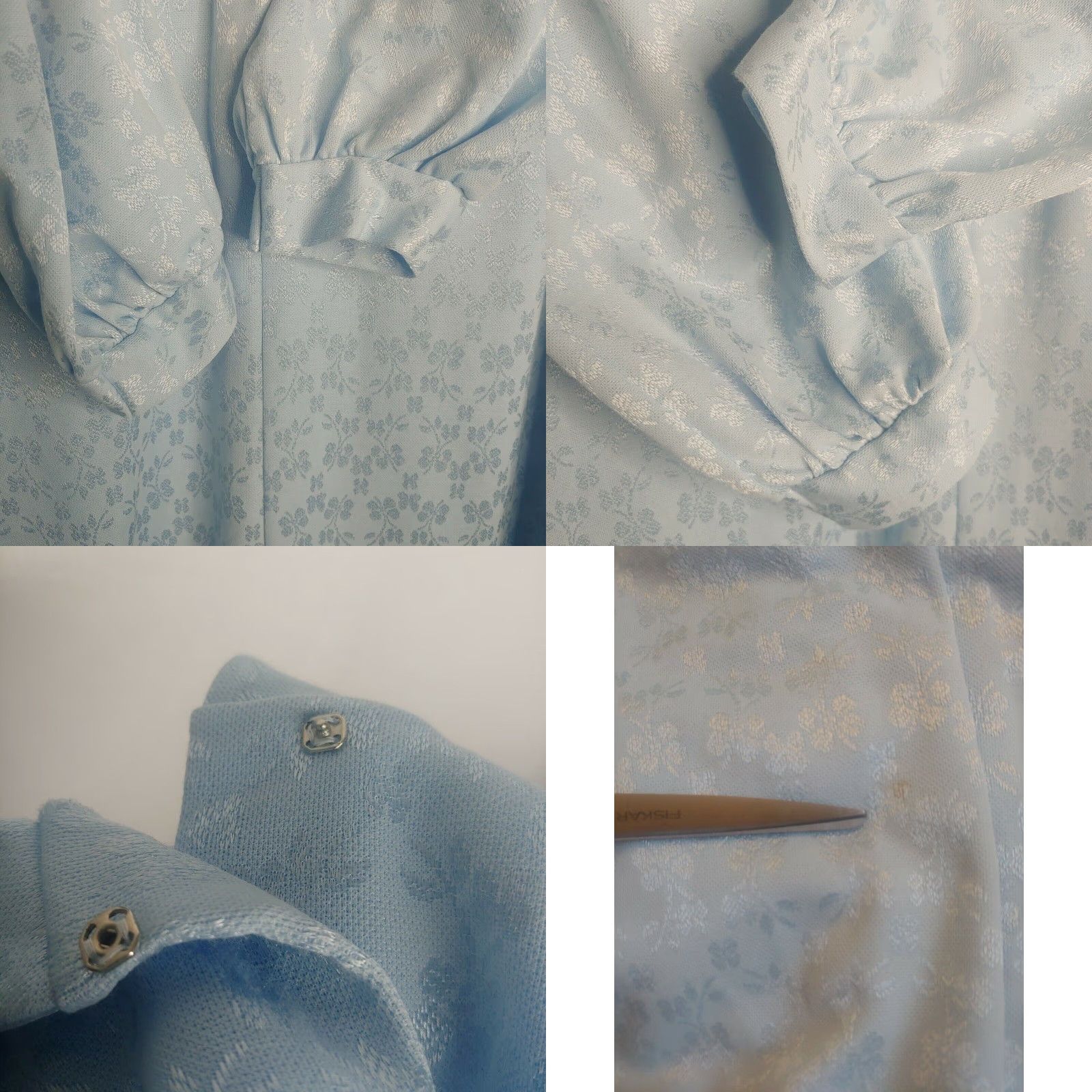 Vintage VINTAGE Vanity Fair Robe Long Gown Nightgown Blue Floral Button Up Collared Granny Womens XS-XL Size ONE SIZE - 8 Thumbnail