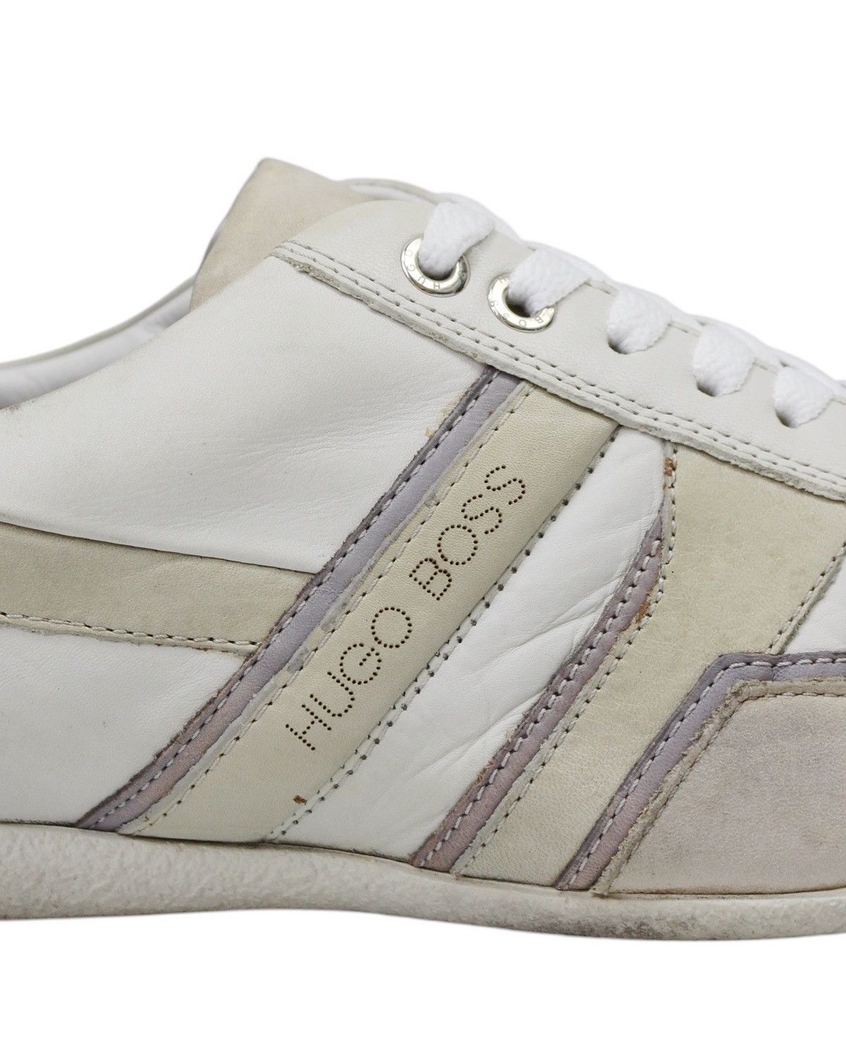 Hugo Boss × Vintage 2010S HUGO BOSS WHITE LEATHER LOW-TOP SNEAKERS Size US 7 / EU 40 - 4 Thumbnail