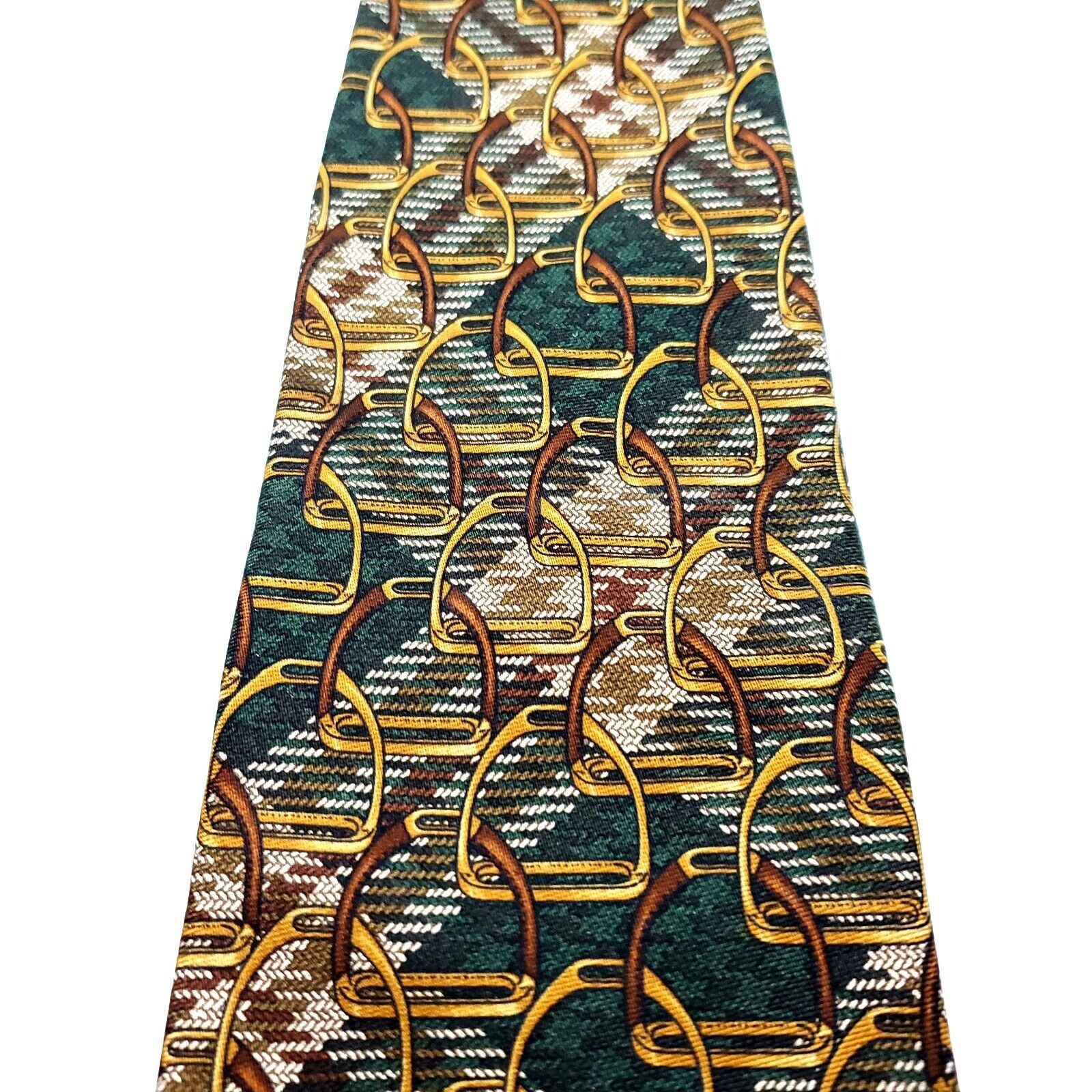 Brooks Brothers Brooks Brothers Makers Silk Tie Print Green Brown Chains Sho Size ONE SIZE - 2 Thumbnail