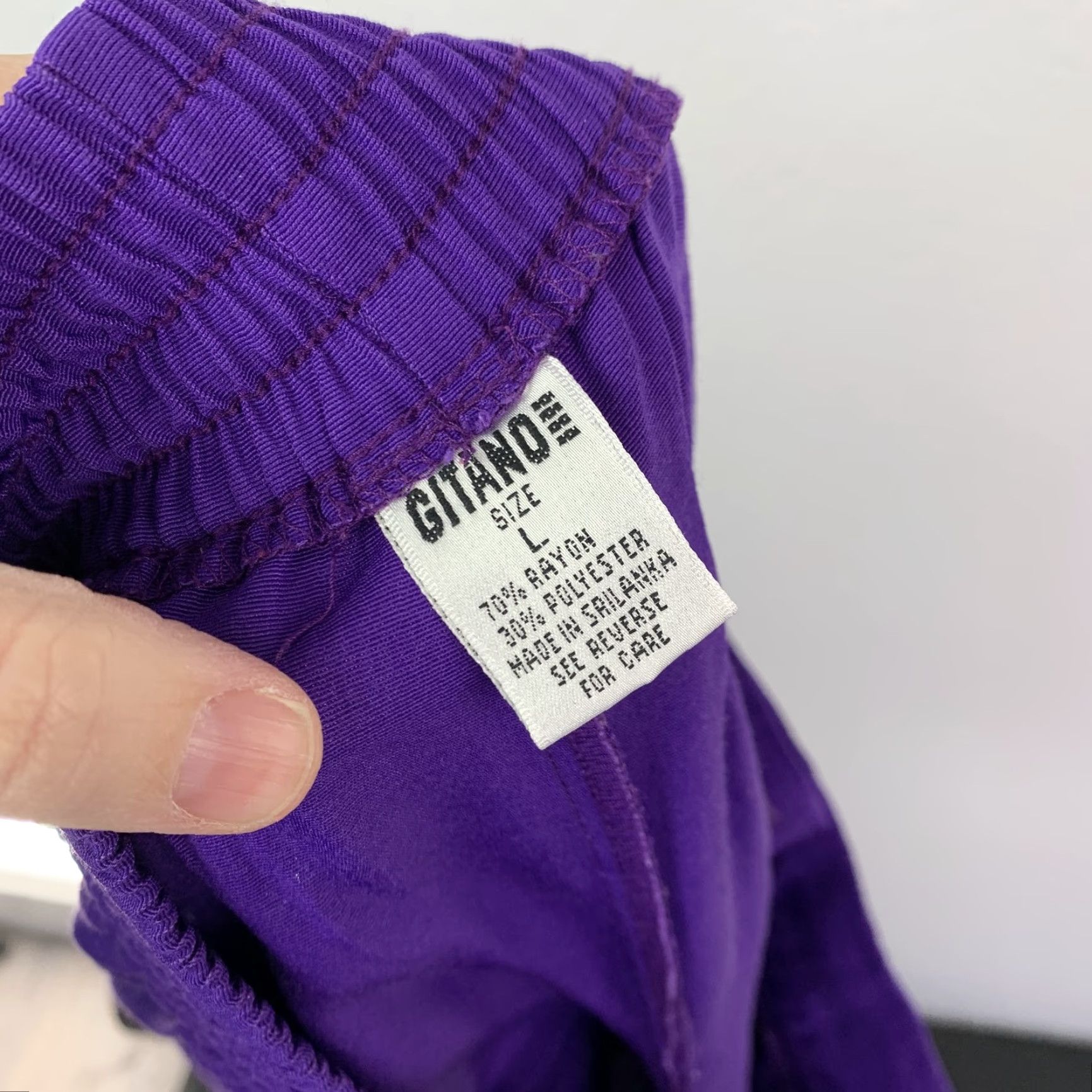 Vintage VINTAGE Gitano Women's Purple Pleated Pull On Culottes Shorts L Lightweight Size 36" / US 14 / IT 50 - 6 Thumbnail