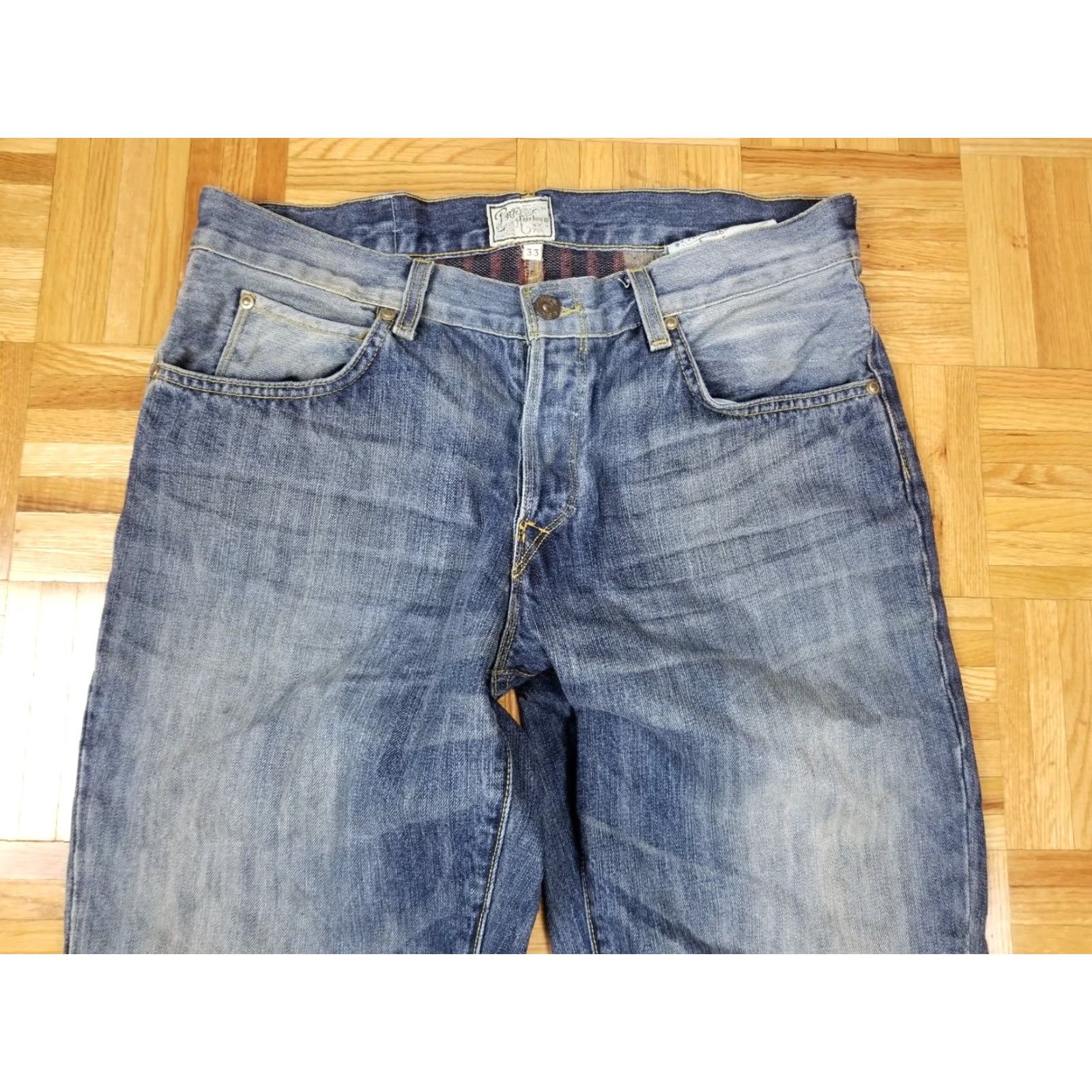 Prps PRPS JAPAN DENIM DISTRESSED JEANS MADE IN USA SZ 33 Jeans Men 33 34 45 INCH BLUE VINTAGE USA Pattern Solid Cotton Denim Size US 33 - 2 Thumbnail