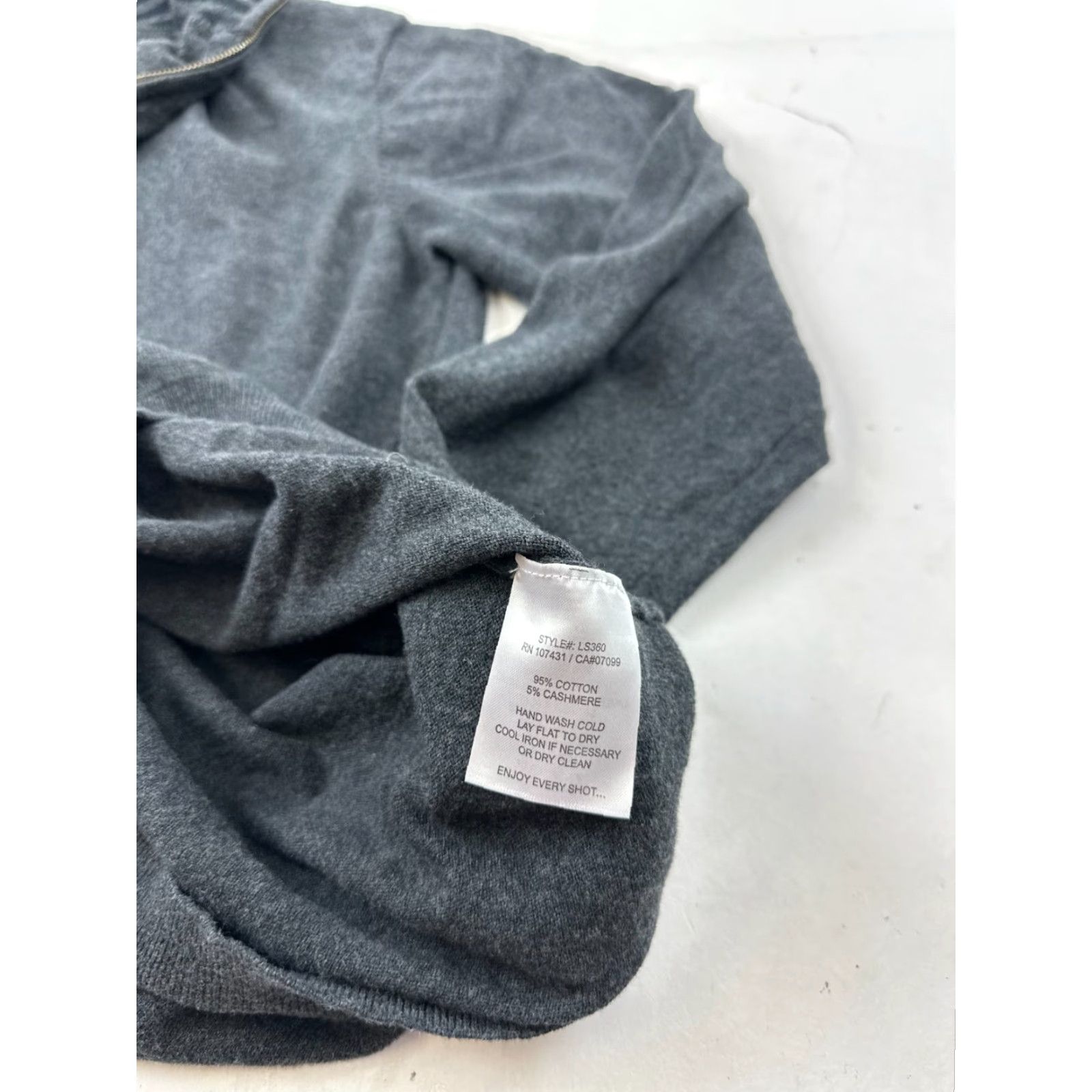 Vintage Linksoul Sweater Mens Medium Gray Cashmere Blend 1/4 Zip Pullover Mock Neck Long Sleeve Casual Winter Fall Mens Size US M / EU 48-50 / 2 - 7 Thumbnail