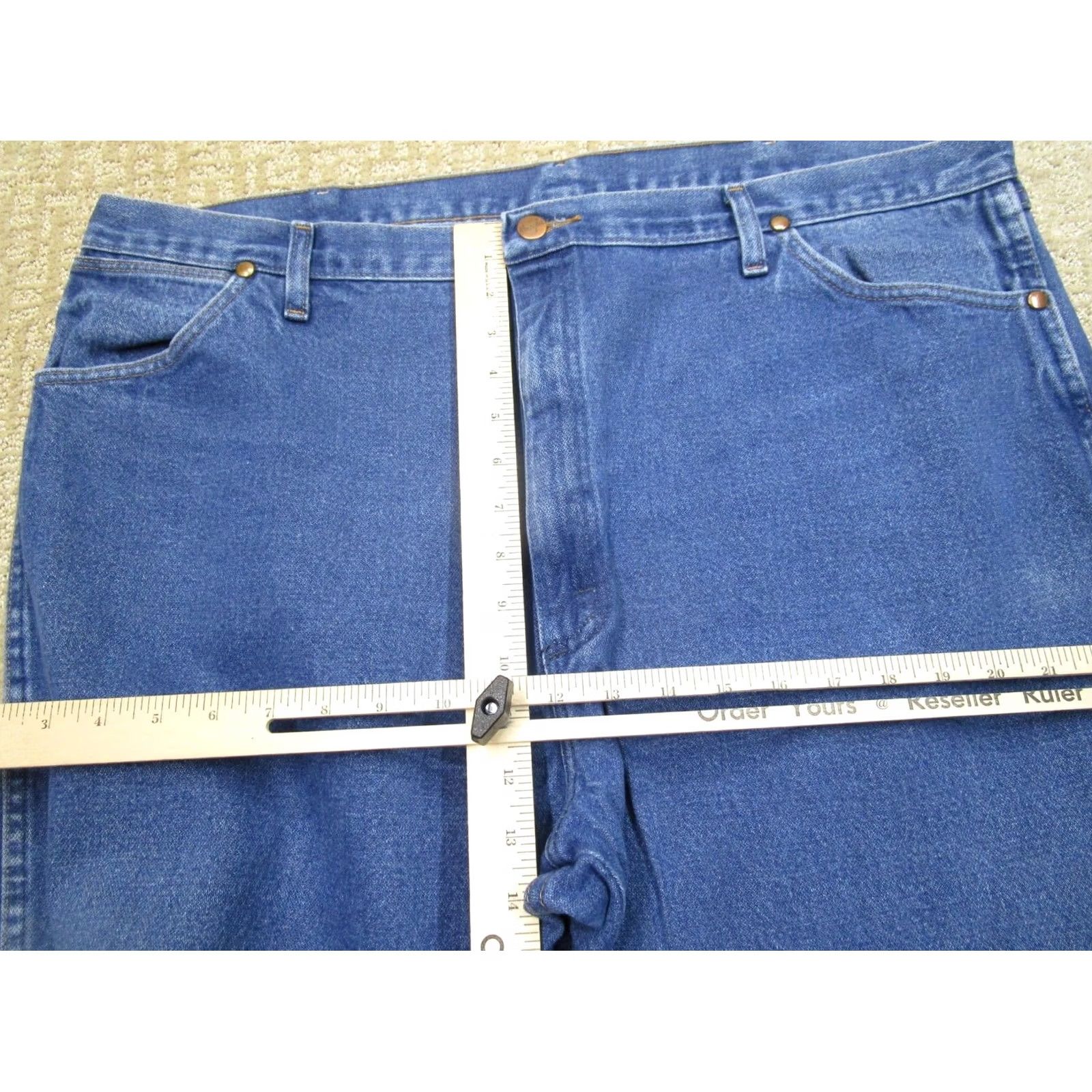 Wrangler Wrangler Jeans Mens 42x32 Light Wash Original Fit Cowboy Cut Denim 5-Pocket Logo Jeans Cowboy Cut Regular Fit Blue Pants Size US 42 / EU 58 - 6 Thumbnail